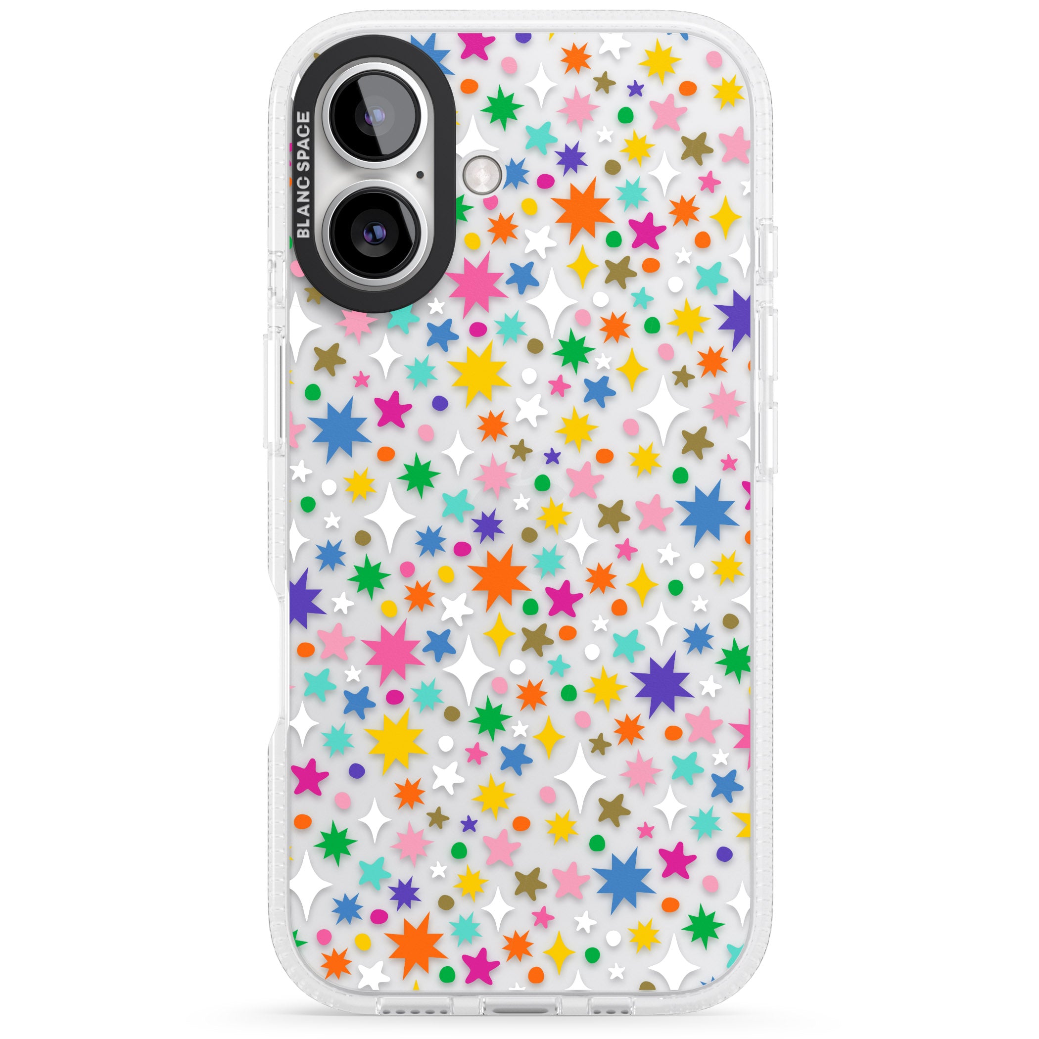 Rainbow Starburst iPhone 16 / 16 Plus Clear Case Impact Air - Blanc Space
