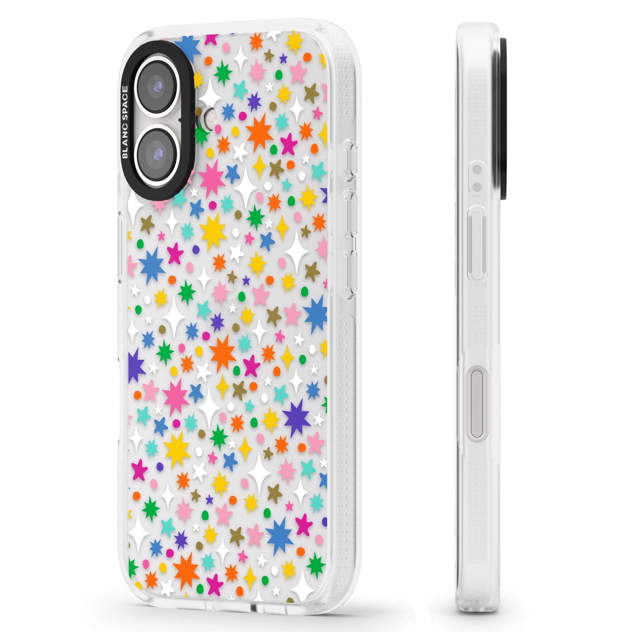 Rainbow Starburst iPhone 16 / 16 Plus Clear Case Impact Air - Blanc Space