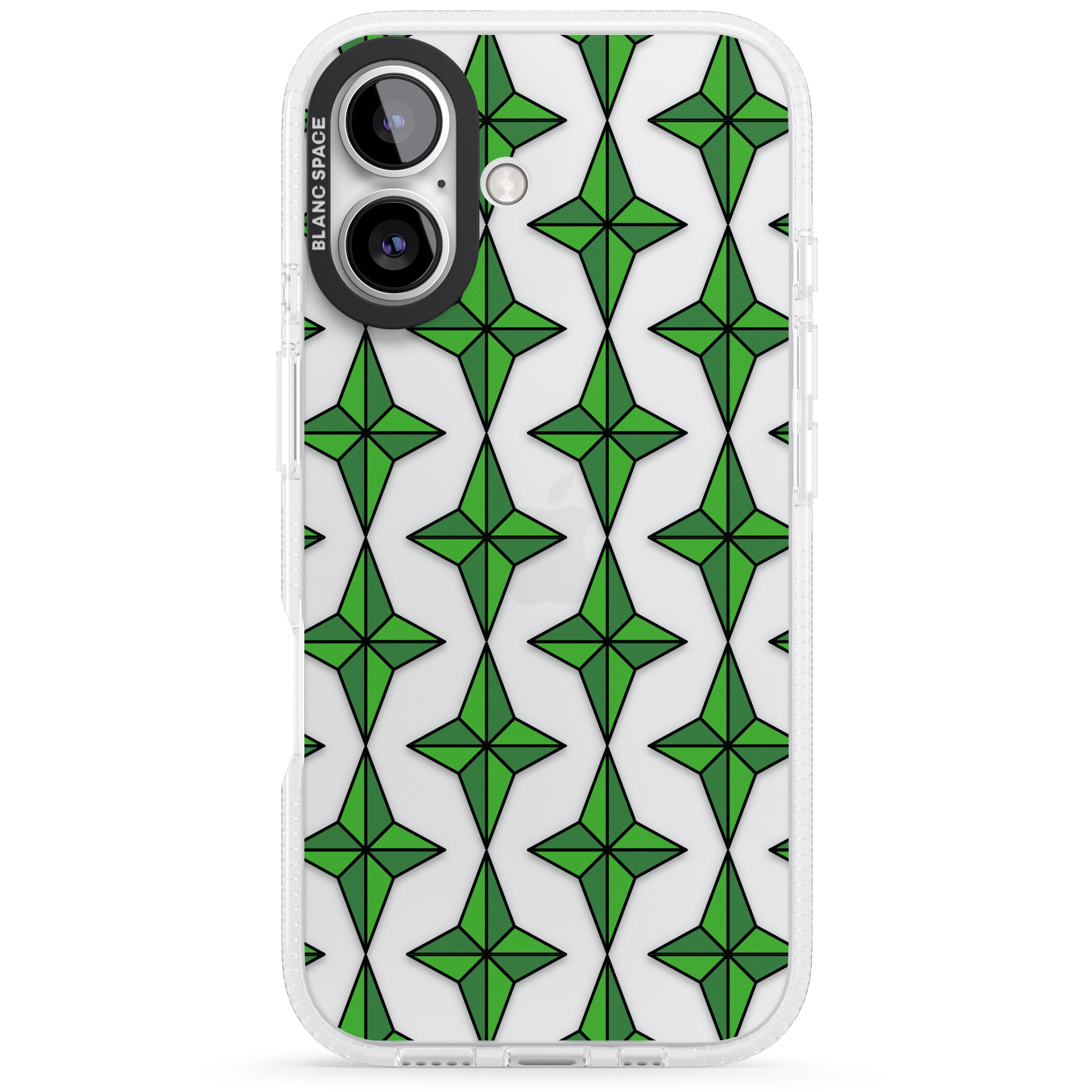 Emerald Stars Pattern (Clear) iPhone 16 / 16 Plus Clear Case Impact Air - Blanc Space