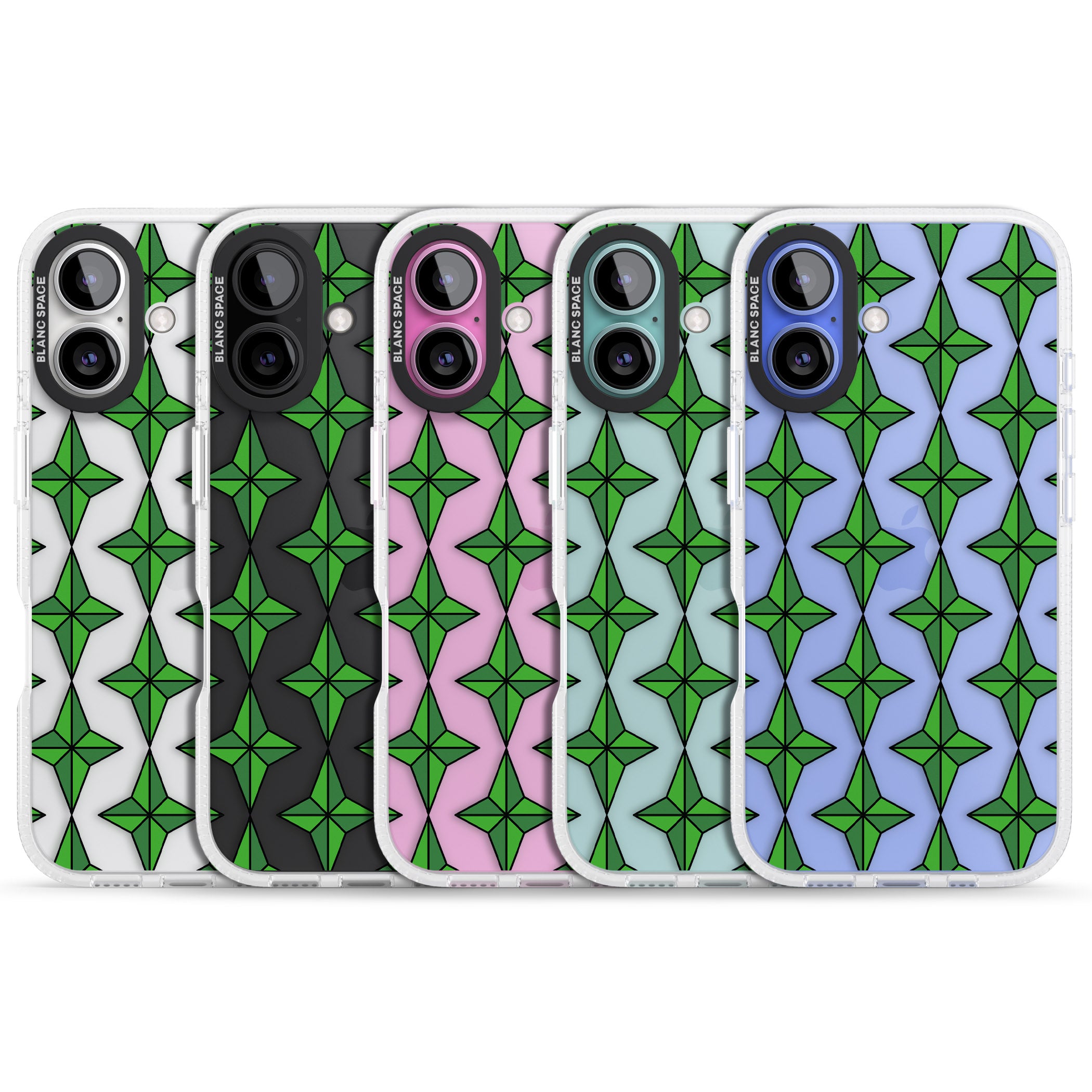 Emerald Stars Pattern (Clear) iPhone 16 / 16 Plus Clear Case Impact Air - Blanc Space