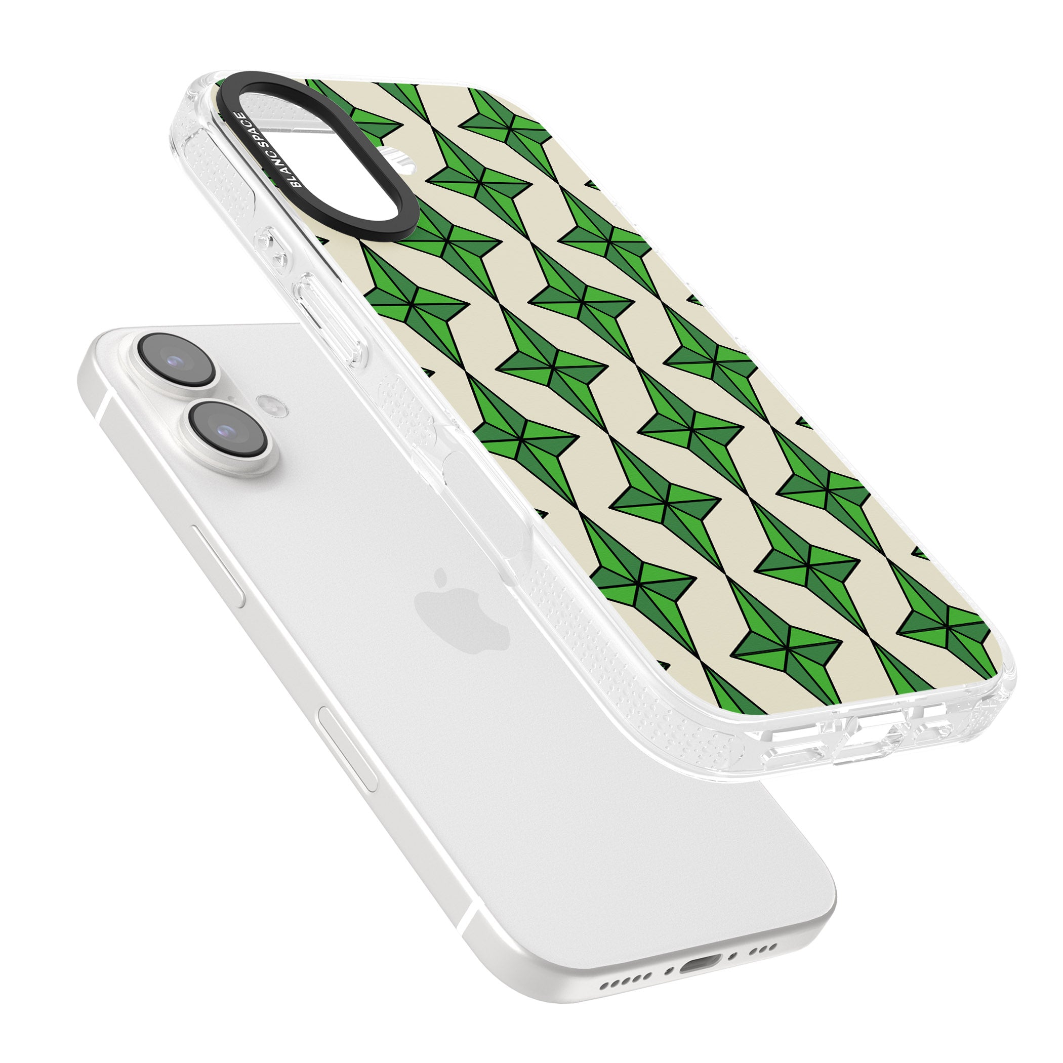 Emerald Stars Pattern iPhone 16 / 16 Plus Clear Case Impact Air - Blanc Space