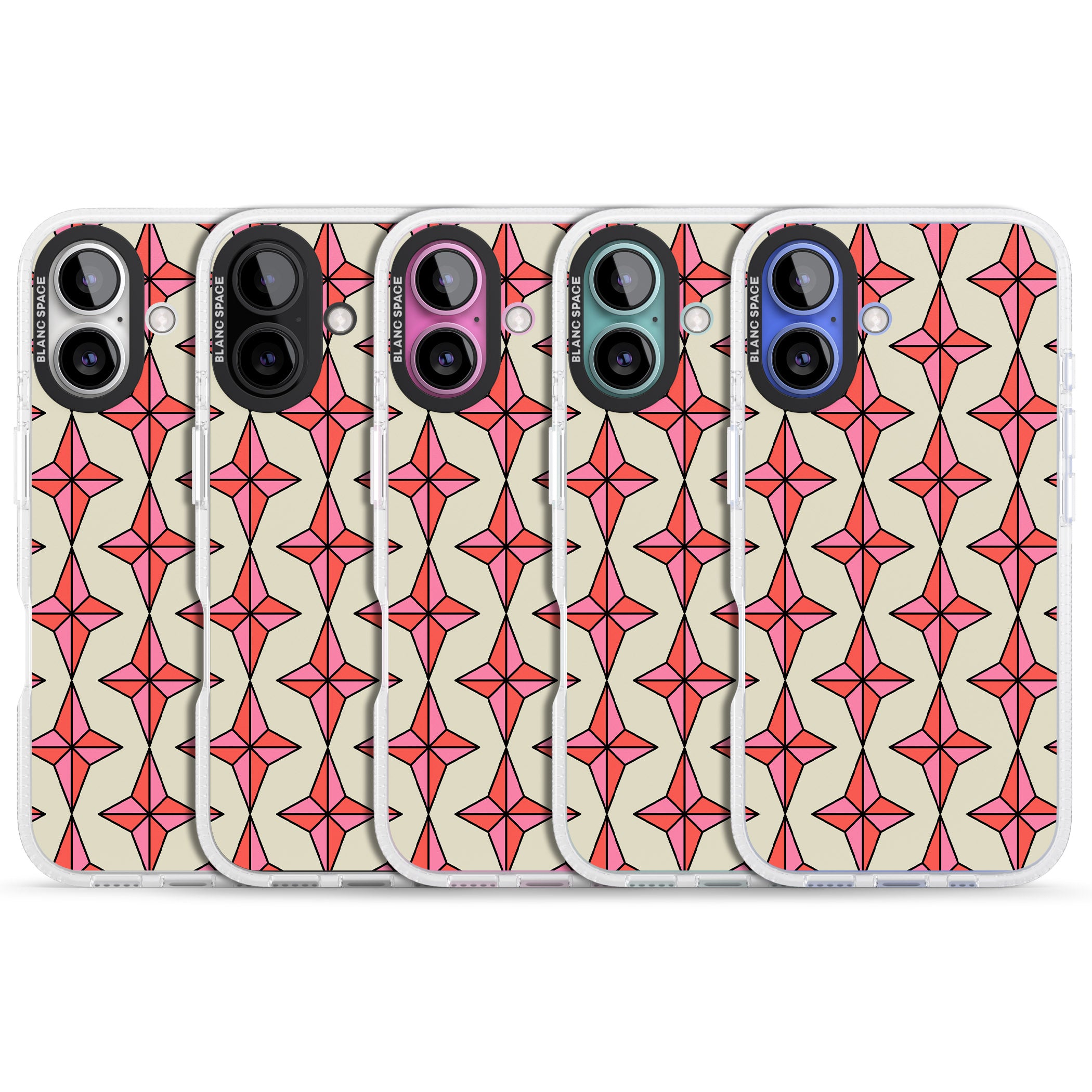 Rose Stars Pattern iPhone 16 / 16 Plus Clear Case Impact Air - Blanc Space