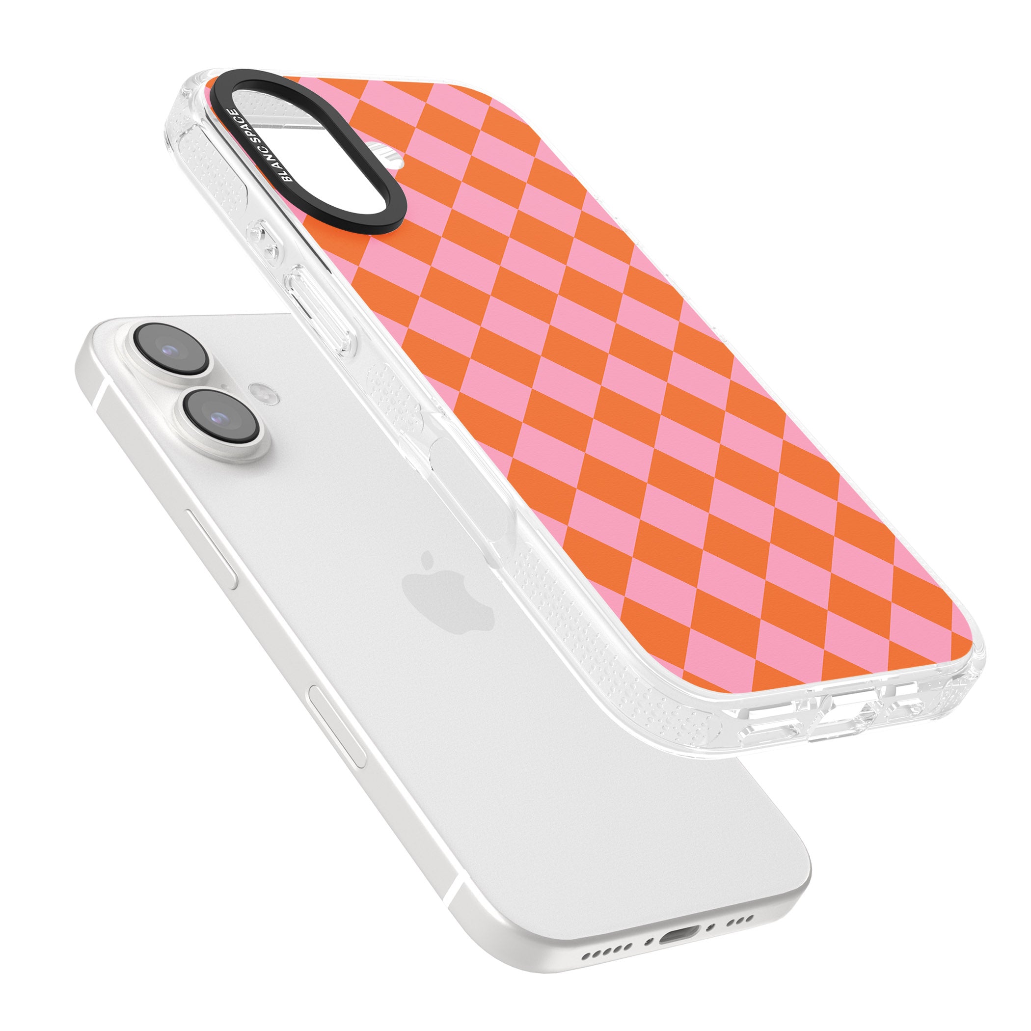 Retro Sunset Diamond Plaid iPhone 16 / 16 Plus Clear Case Impact Air - Blanc Space
