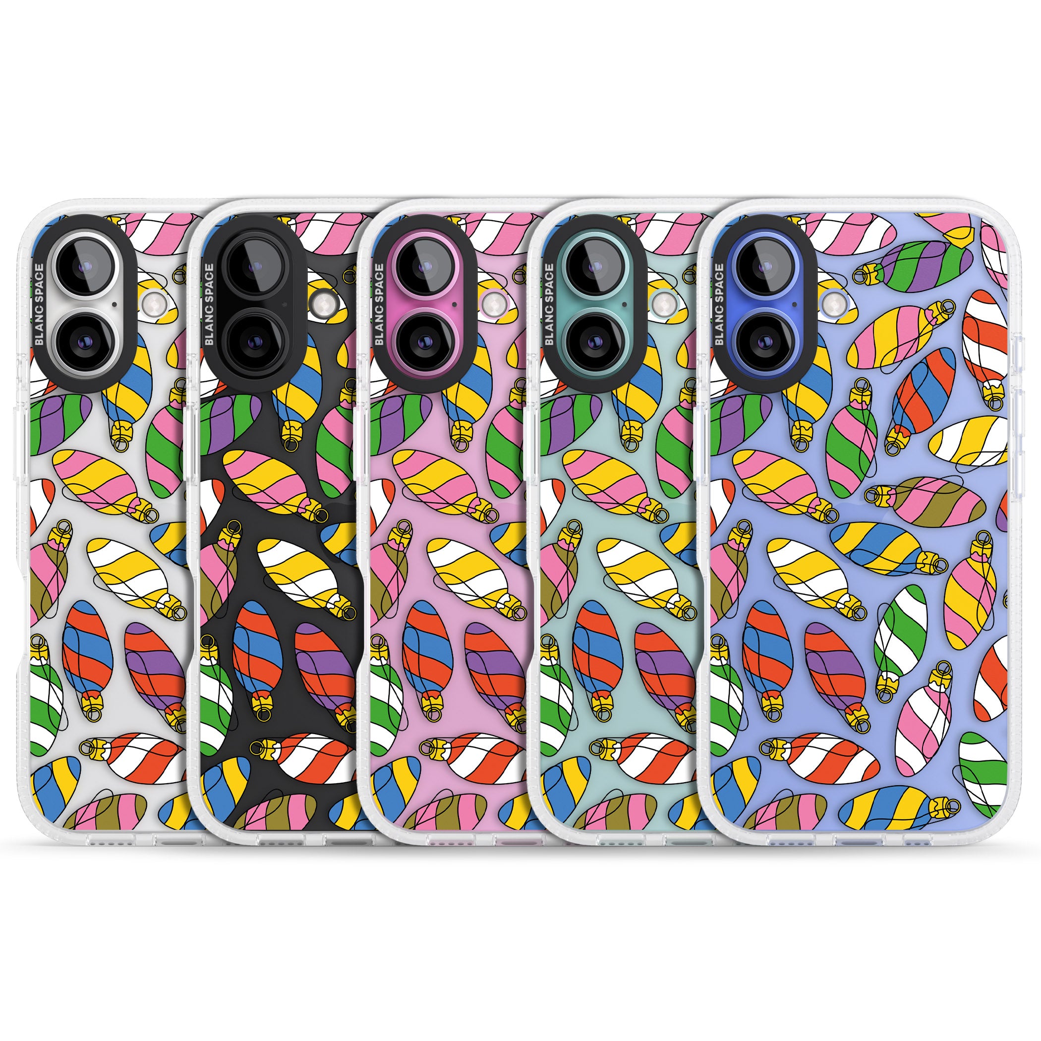Colourful Holiday Ornaments iPhone 16 / 16 Plus Clear Case Impact Air - Blanc Space