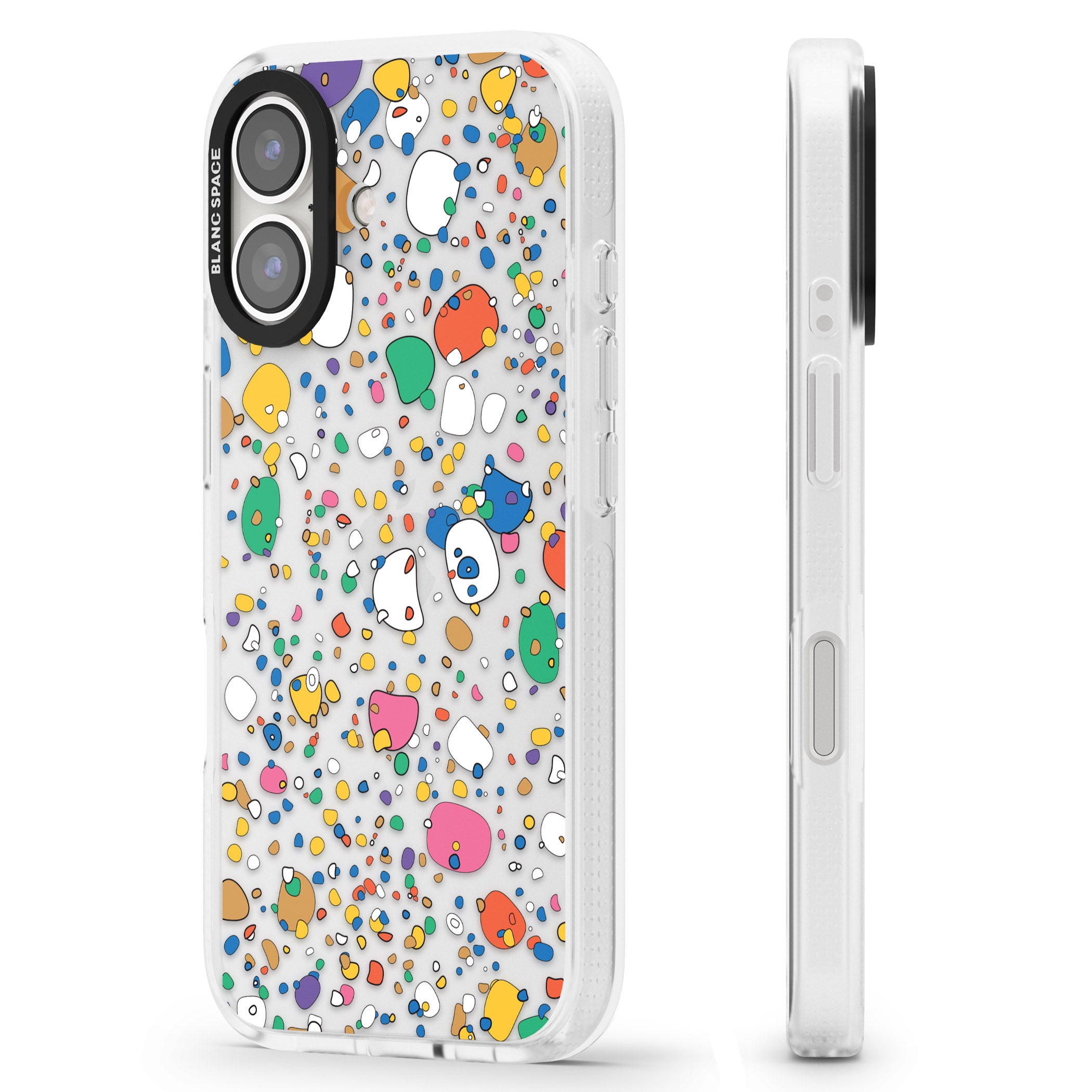 Colourful Confetti Pebbles iPhone 16 / 16 Plus Clear Case Impact Air - Blanc Space