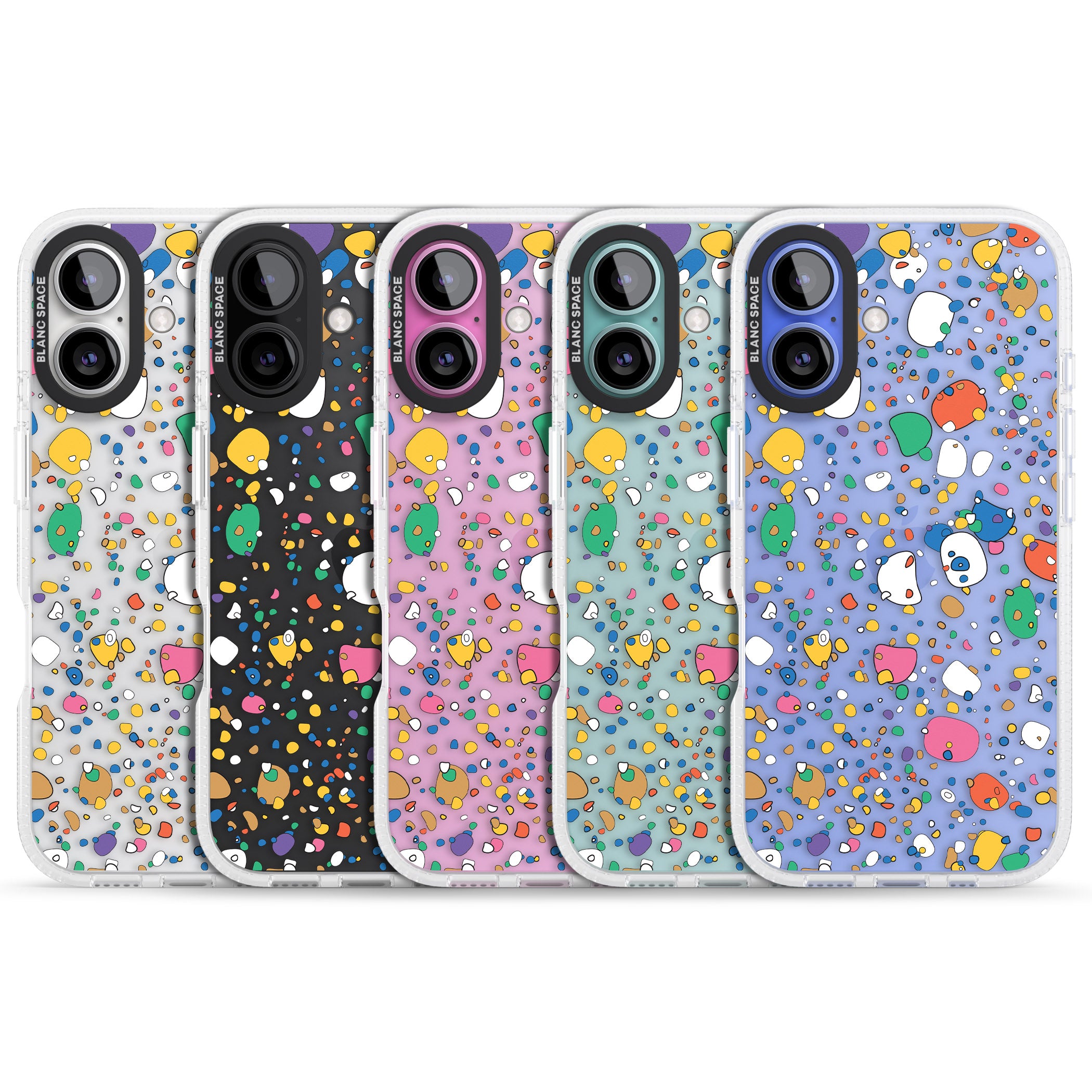 Colourful Confetti Pebbles iPhone 16 / 16 Plus Clear Case Impact Air - Blanc Space