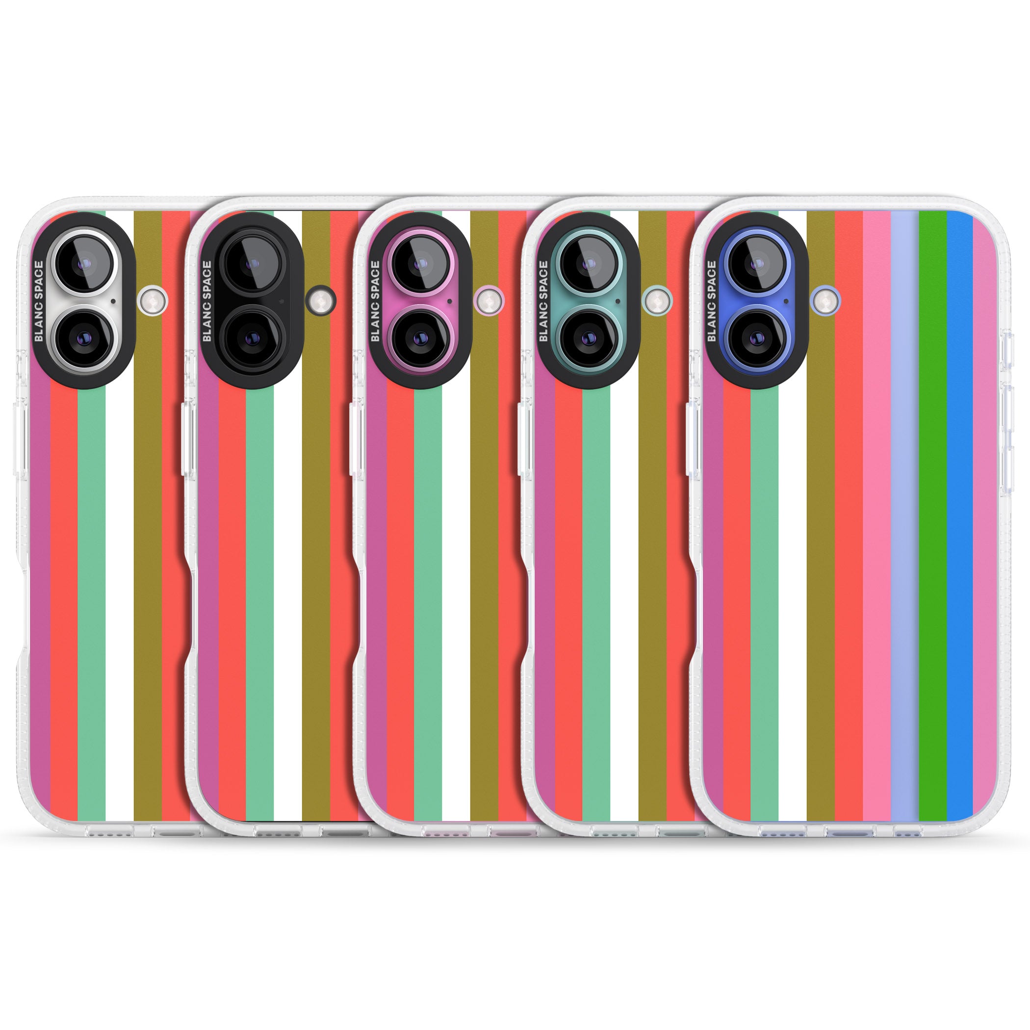 Vibrant Stripes iPhone 16 / 16 Plus Clear Case Impact Air - Blanc Space