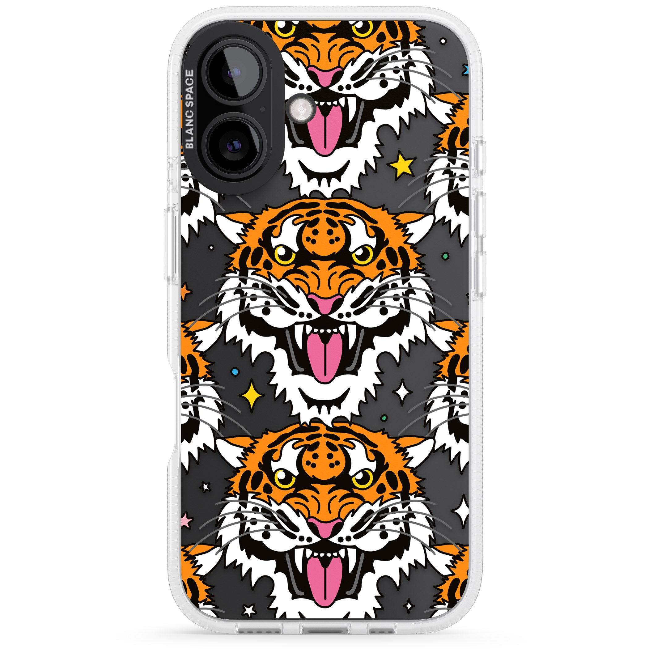 Fierce Jungle Tigers iPhone 16 / 16 Plus Clear Case Impact Air - Blanc Space