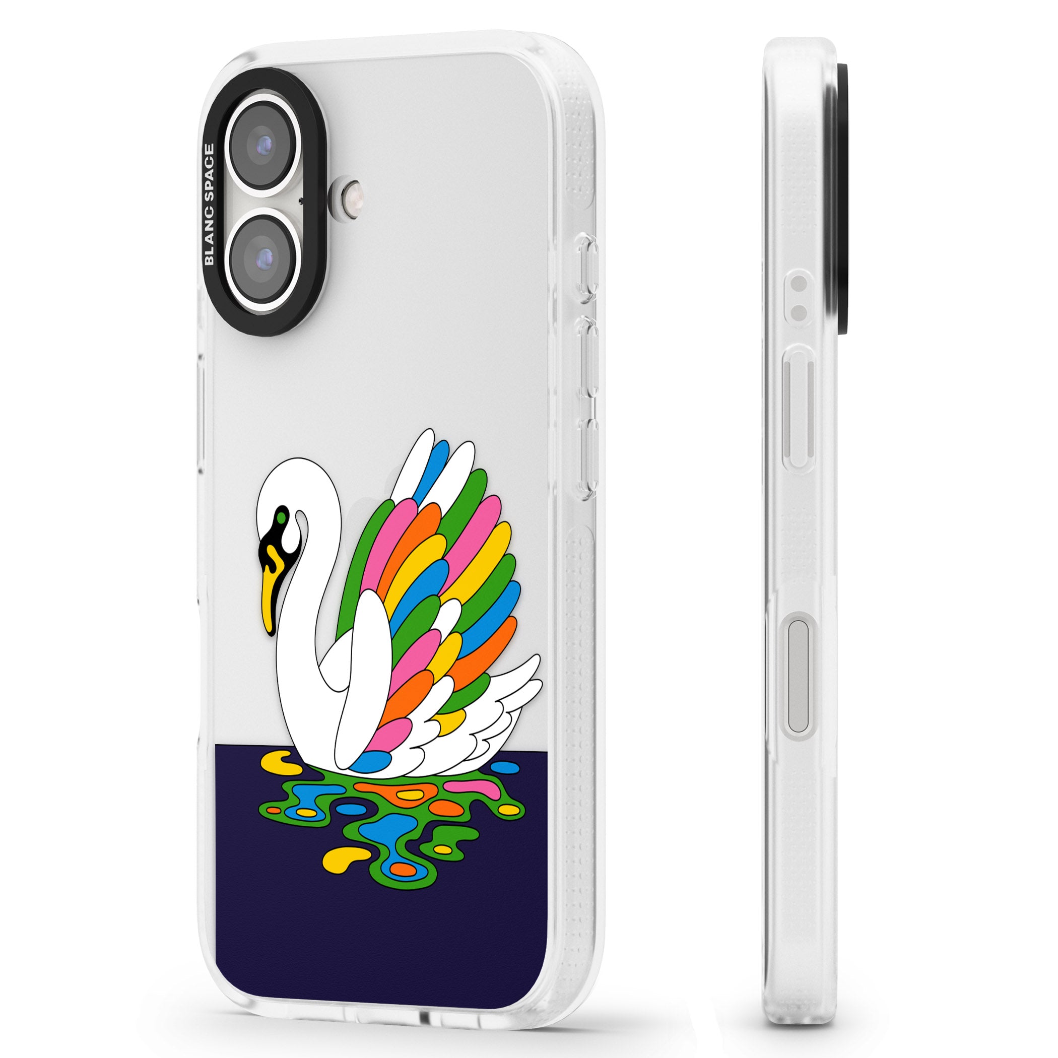 Serene Swan iPhone 16 / 16 Plus Clear Case Impact Air - Blanc Space