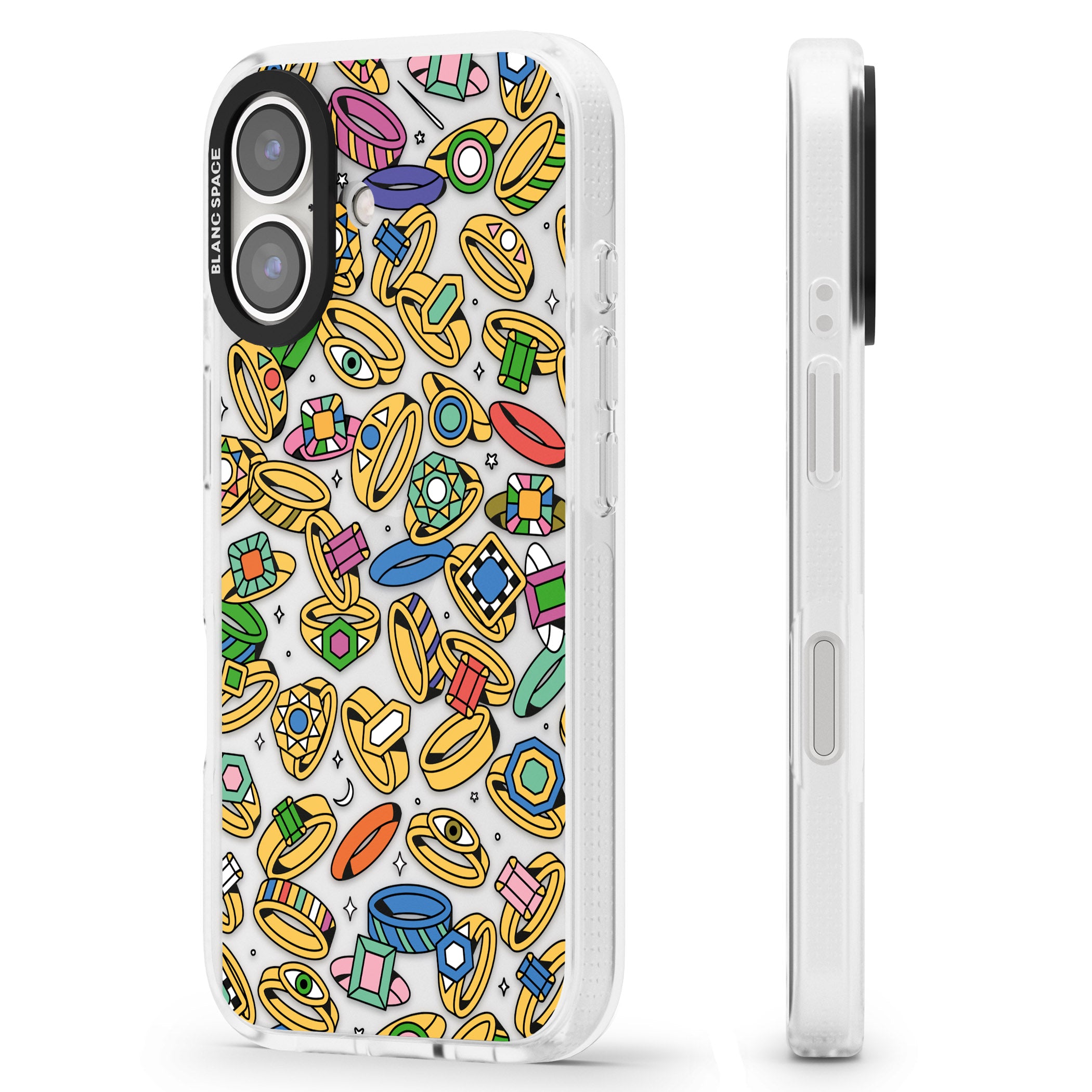 Gemstone Glitz iPhone 16 / 16 Plus Clear Case Impact Air - Blanc Space