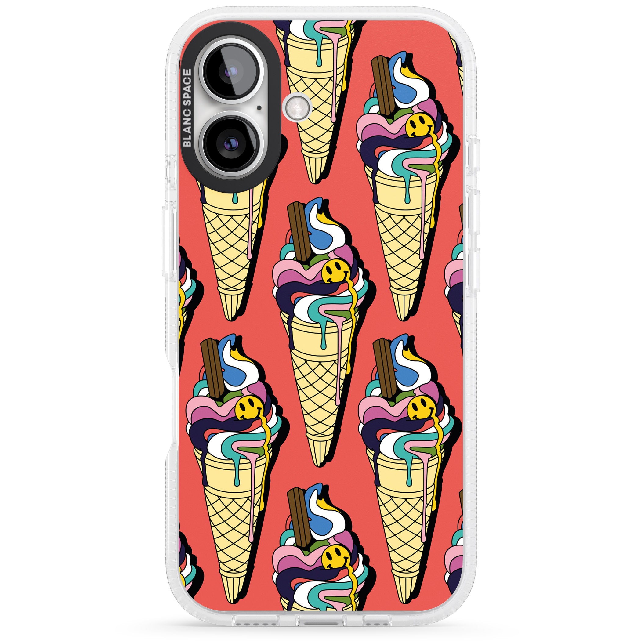 Trip & Drip Ice Cream (Red) iPhone 16 / 16 Plus Clear Case Impact Air - Blanc Space
