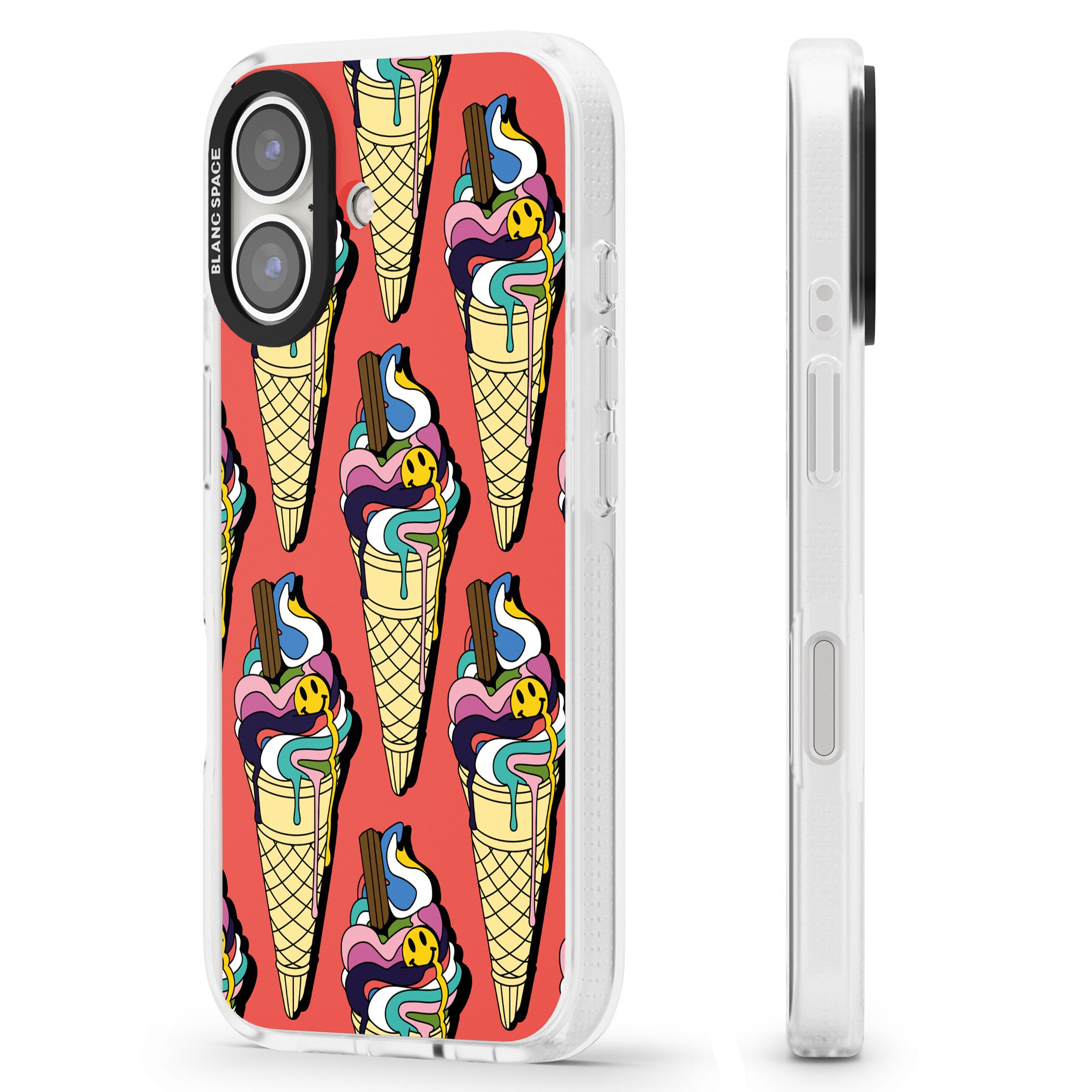 Trip & Drip Ice Cream (Red) iPhone 16 / 16 Plus Clear Case Impact Air - Blanc Space