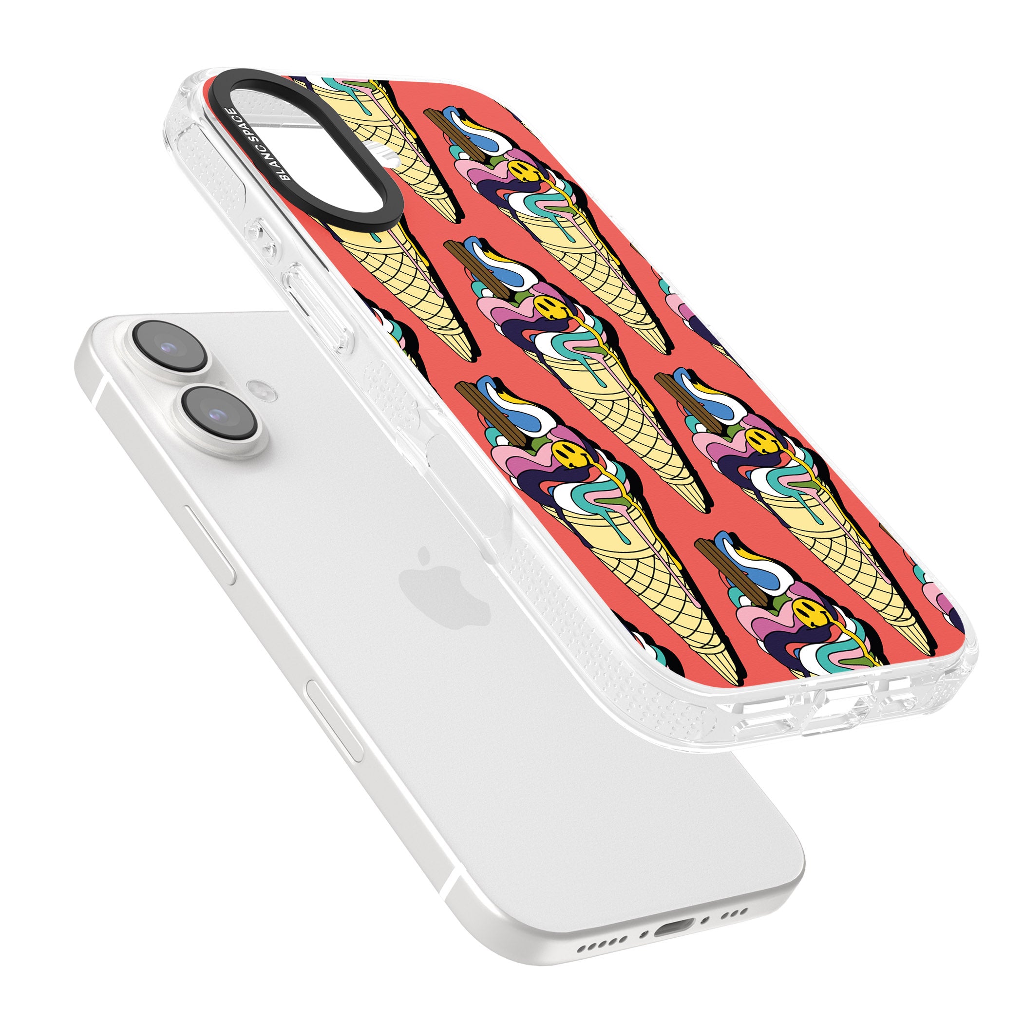 Trip & Drip Ice Cream (Red) iPhone 16 / 16 Plus Clear Case Impact Air - Blanc Space