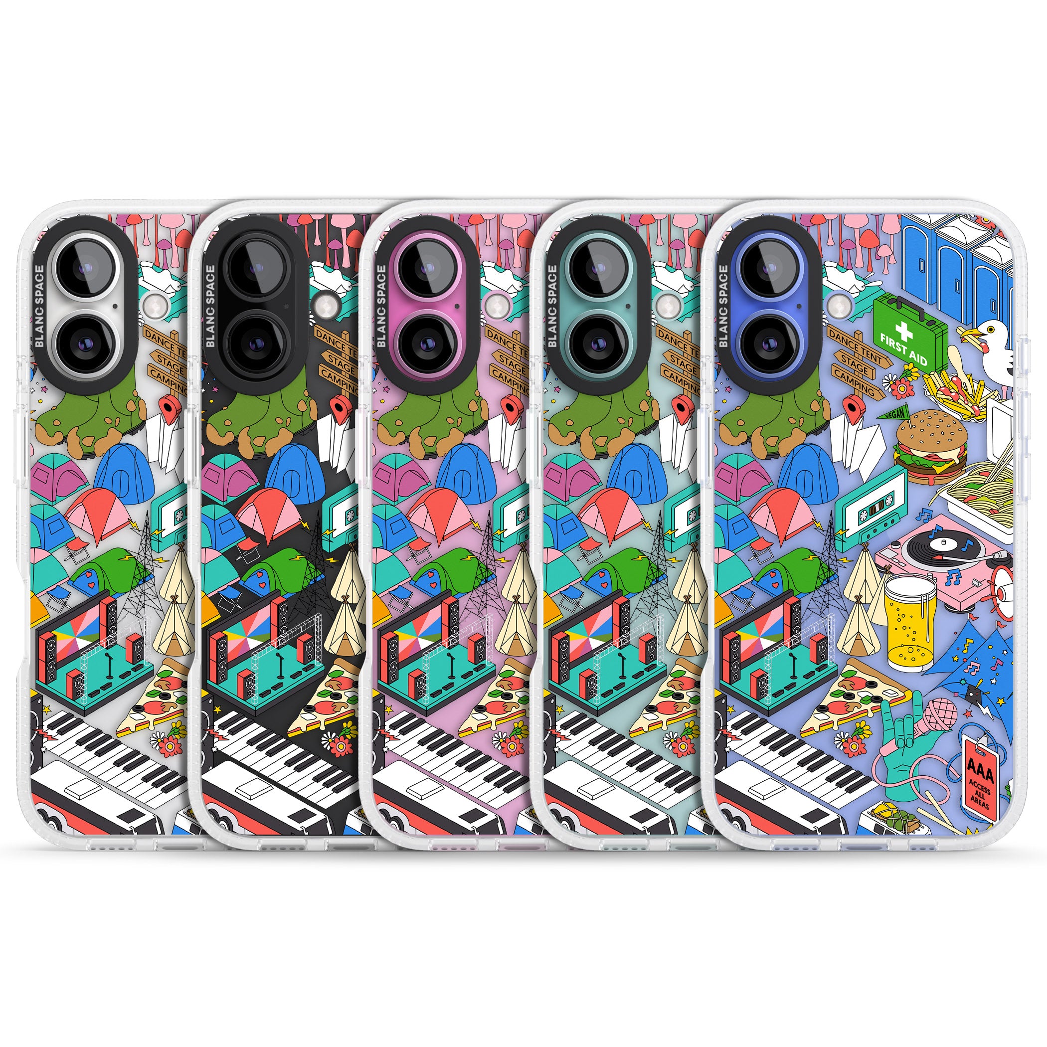 Festival Frenzy iPhone 16 / 16 Plus Clear Case Impact Air - Blanc Space