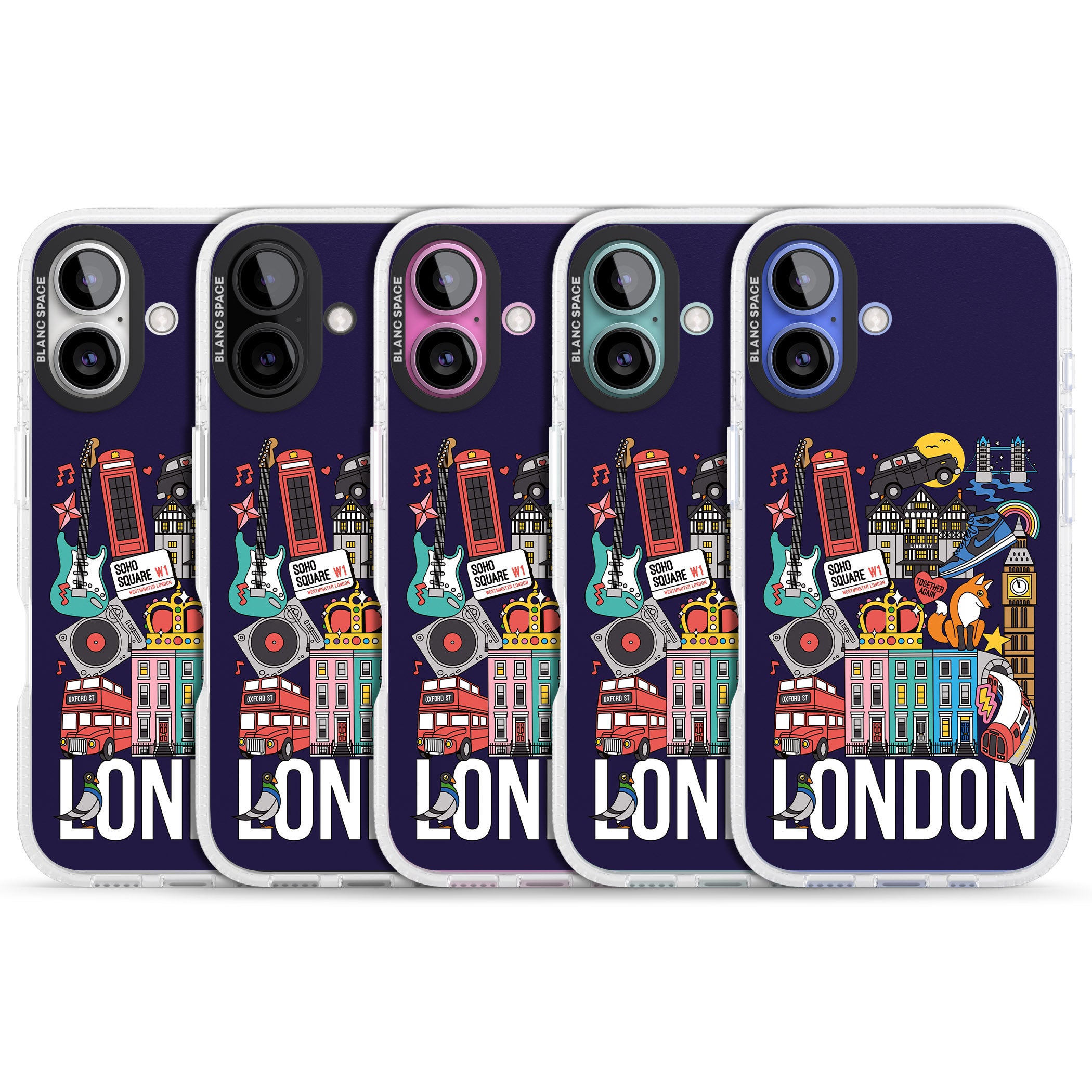London Calling iPhone 16 / 16 Plus Clear Case Impact Air - Blanc Space