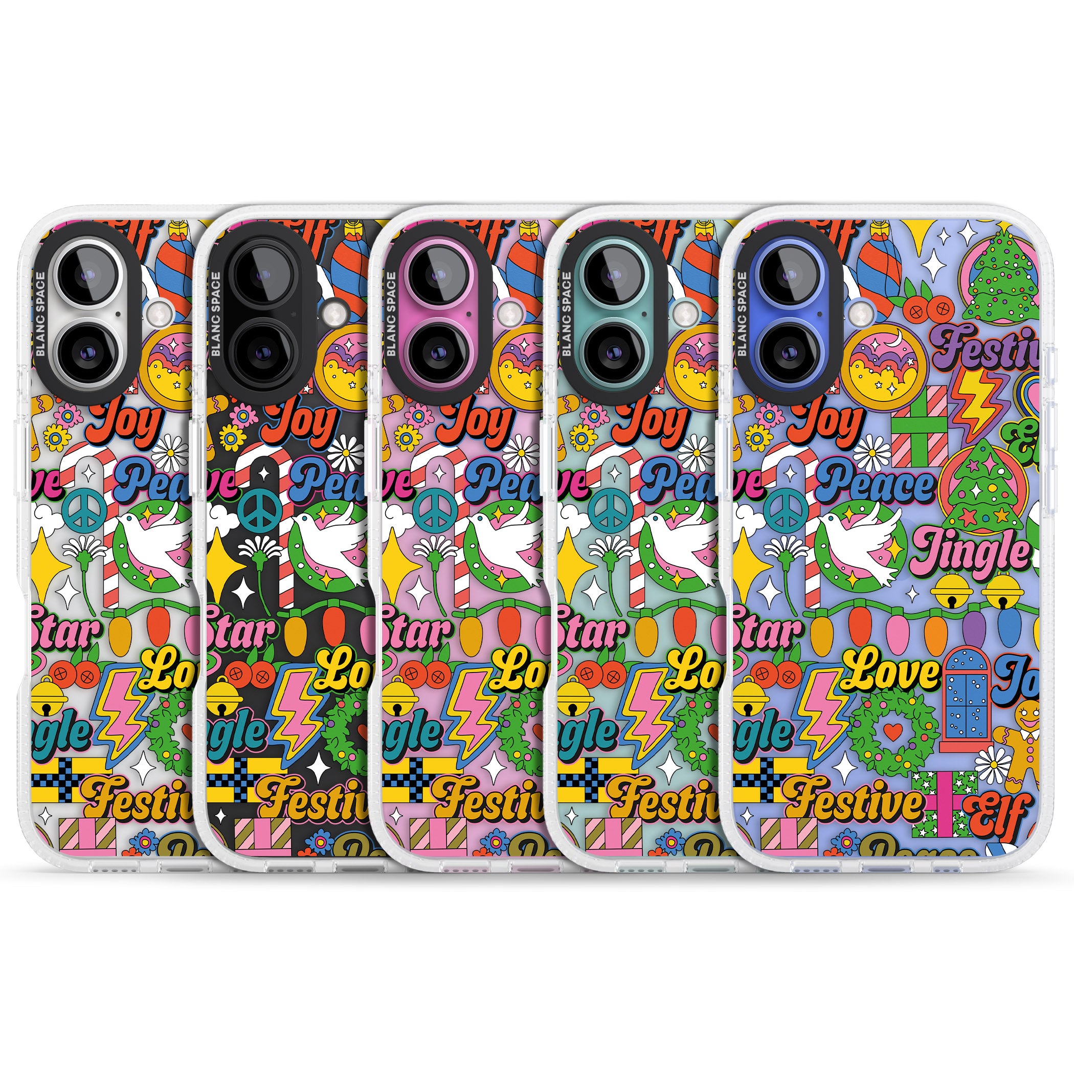 Peace & Festivities iPhone 16 / 16 Plus Clear Case Impact Air - Blanc Space