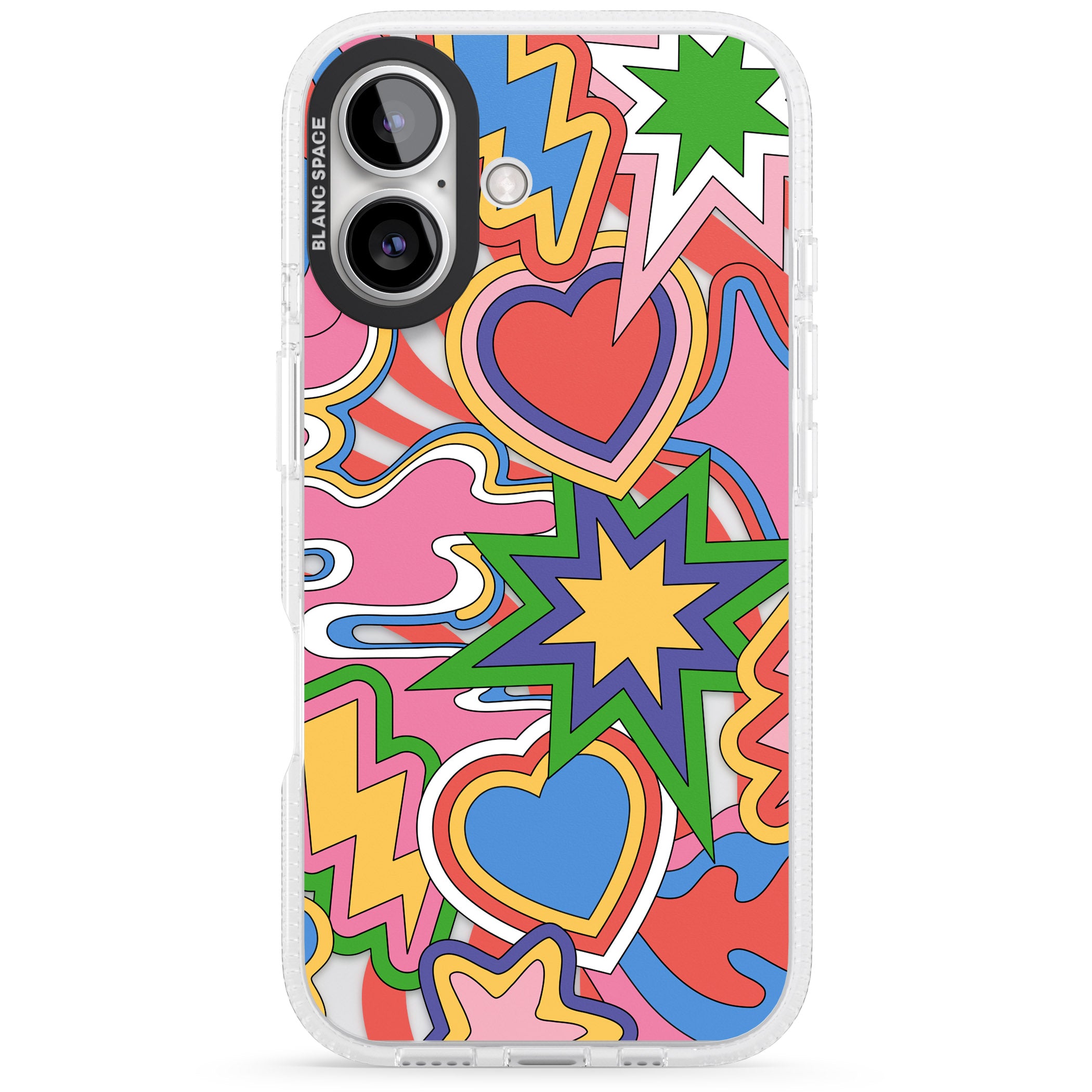 Psychedelic Pop Art Explosion iPhone 16 / 16 Plus Clear Case Impact Air - Blanc Space