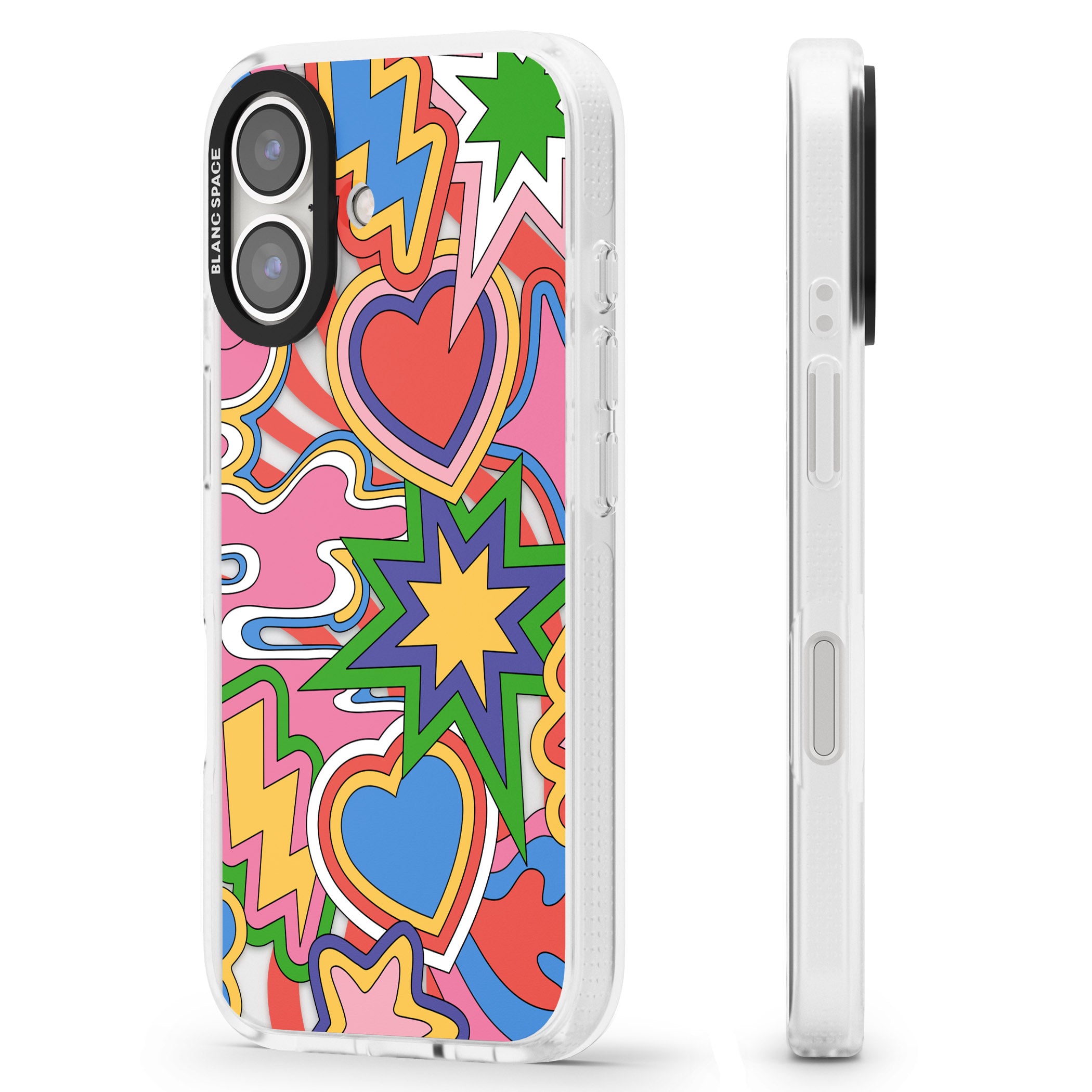Psychedelic Pop Art Explosion iPhone 16 / 16 Plus Clear Case Impact Air - Blanc Space