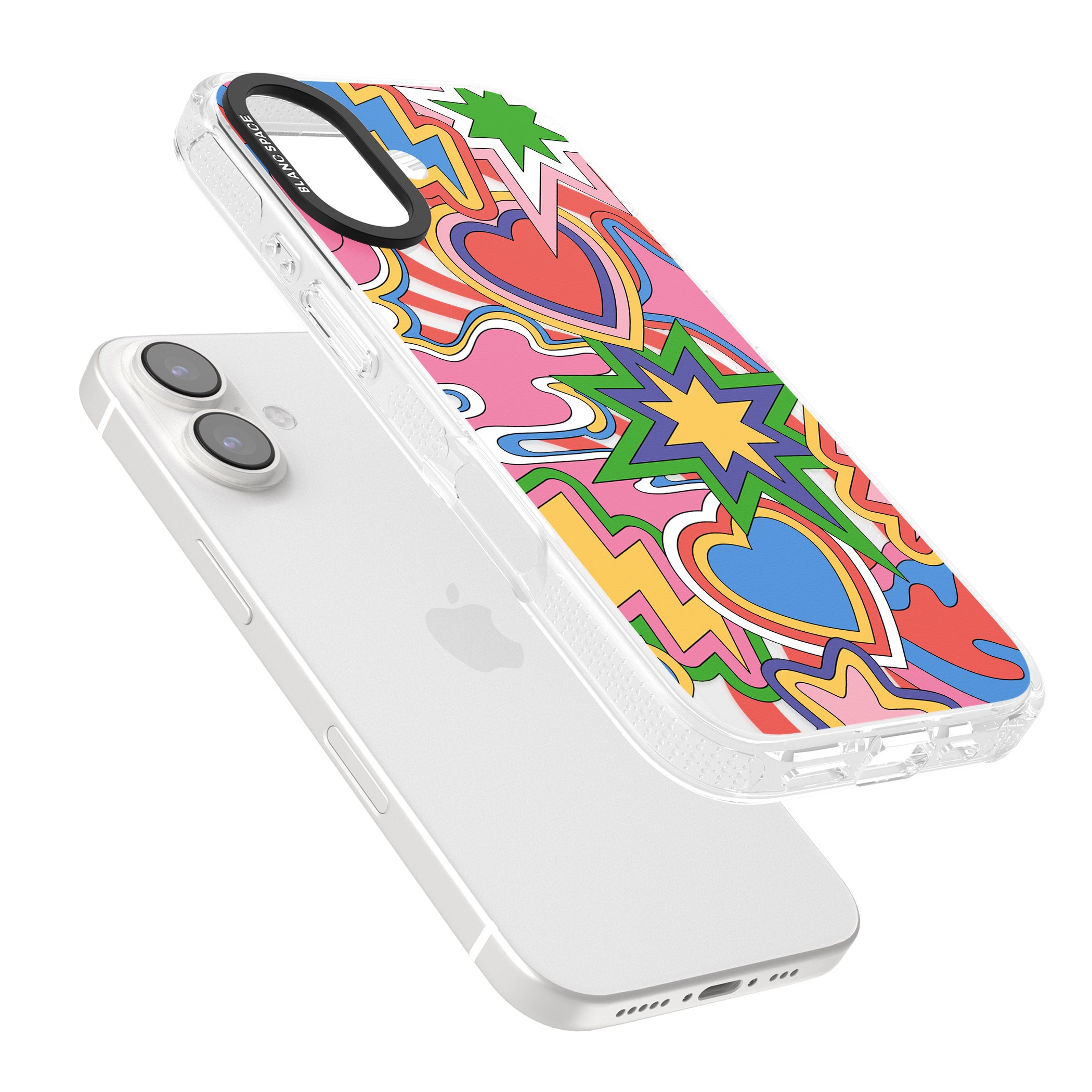Psychedelic Pop Art Explosion iPhone 16 / 16 Plus Clear Case Impact Air - Blanc Space