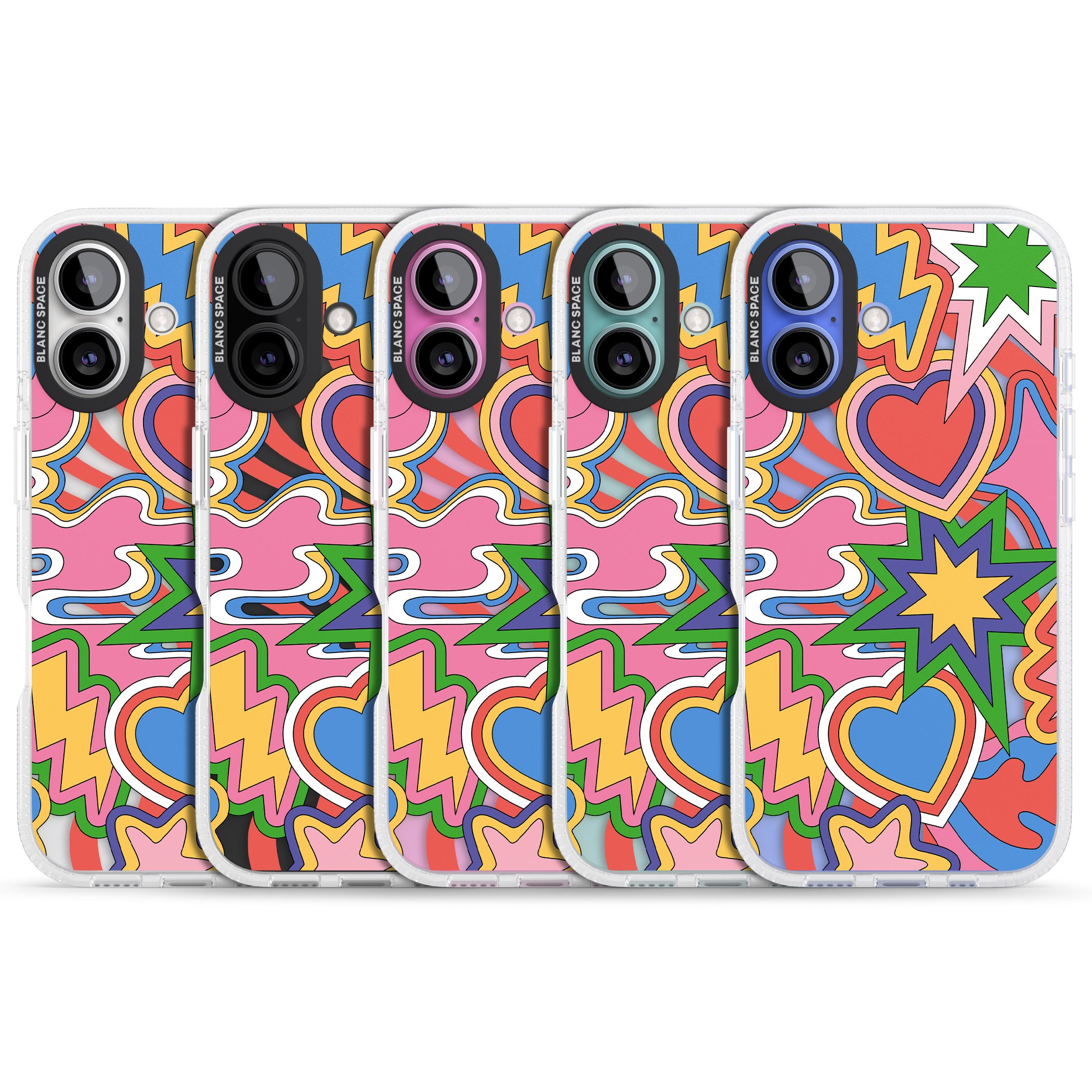 Psychedelic Pop Art Explosion iPhone 16 / 16 Plus Clear Case Impact Air - Blanc Space