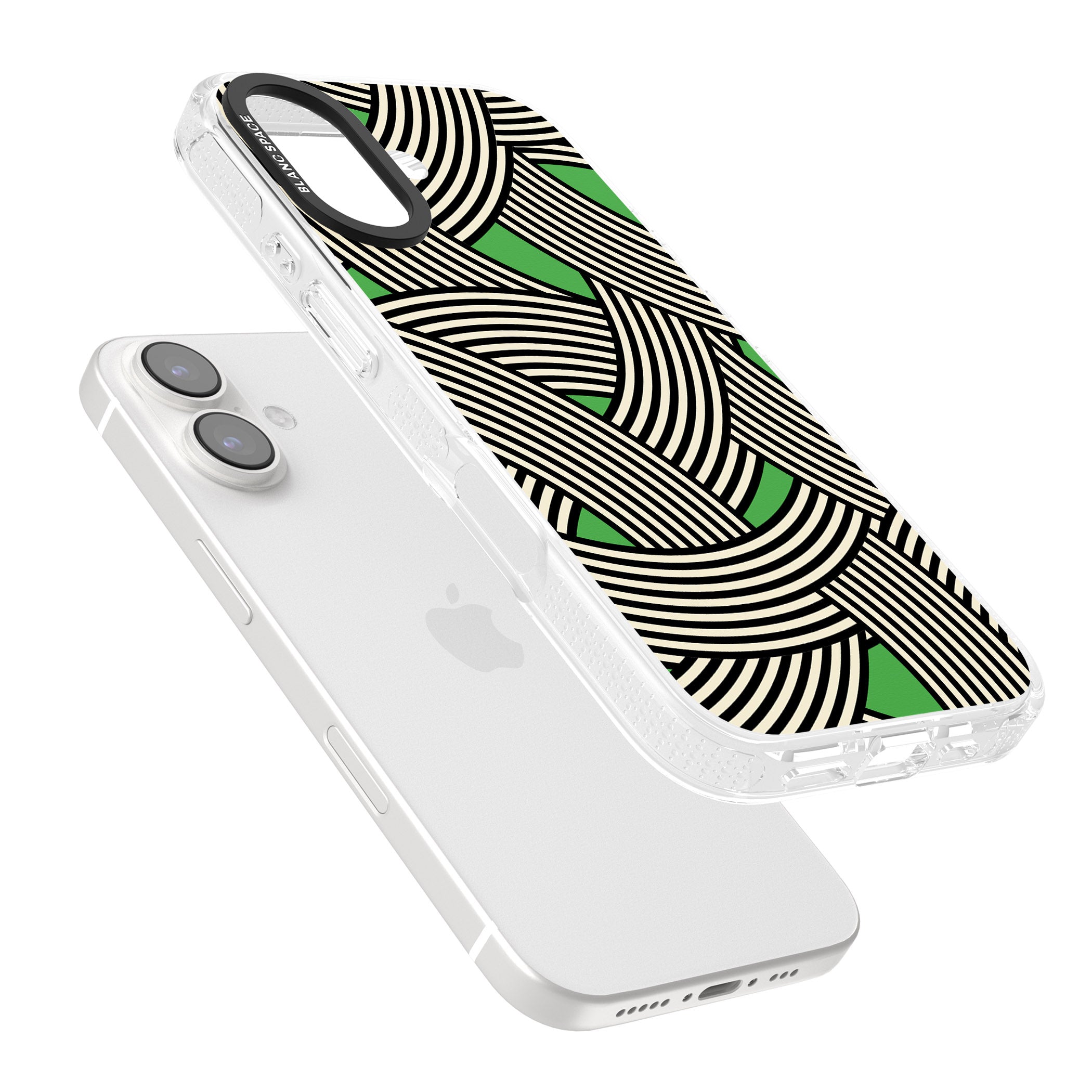 Green Optic Waves iPhone 16 / 16 Plus Clear Case Impact Air - Blanc Space