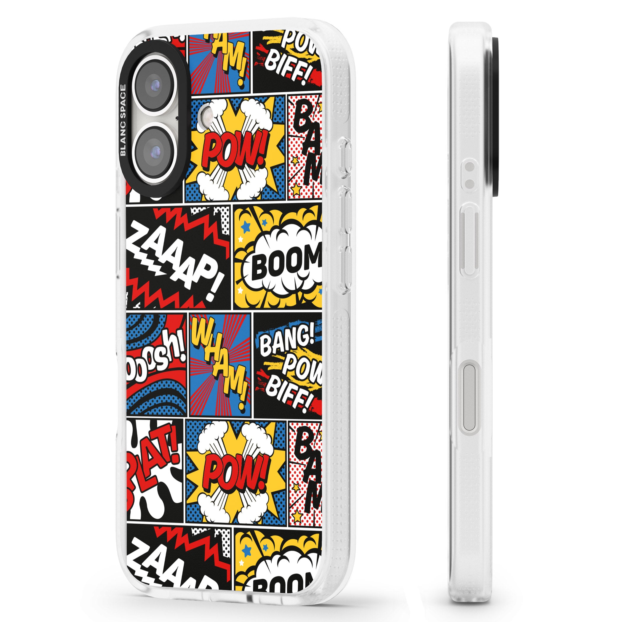 Onomatopoeia iPhone 16 / 16 Plus Clear Case Impact Air - Blanc Space