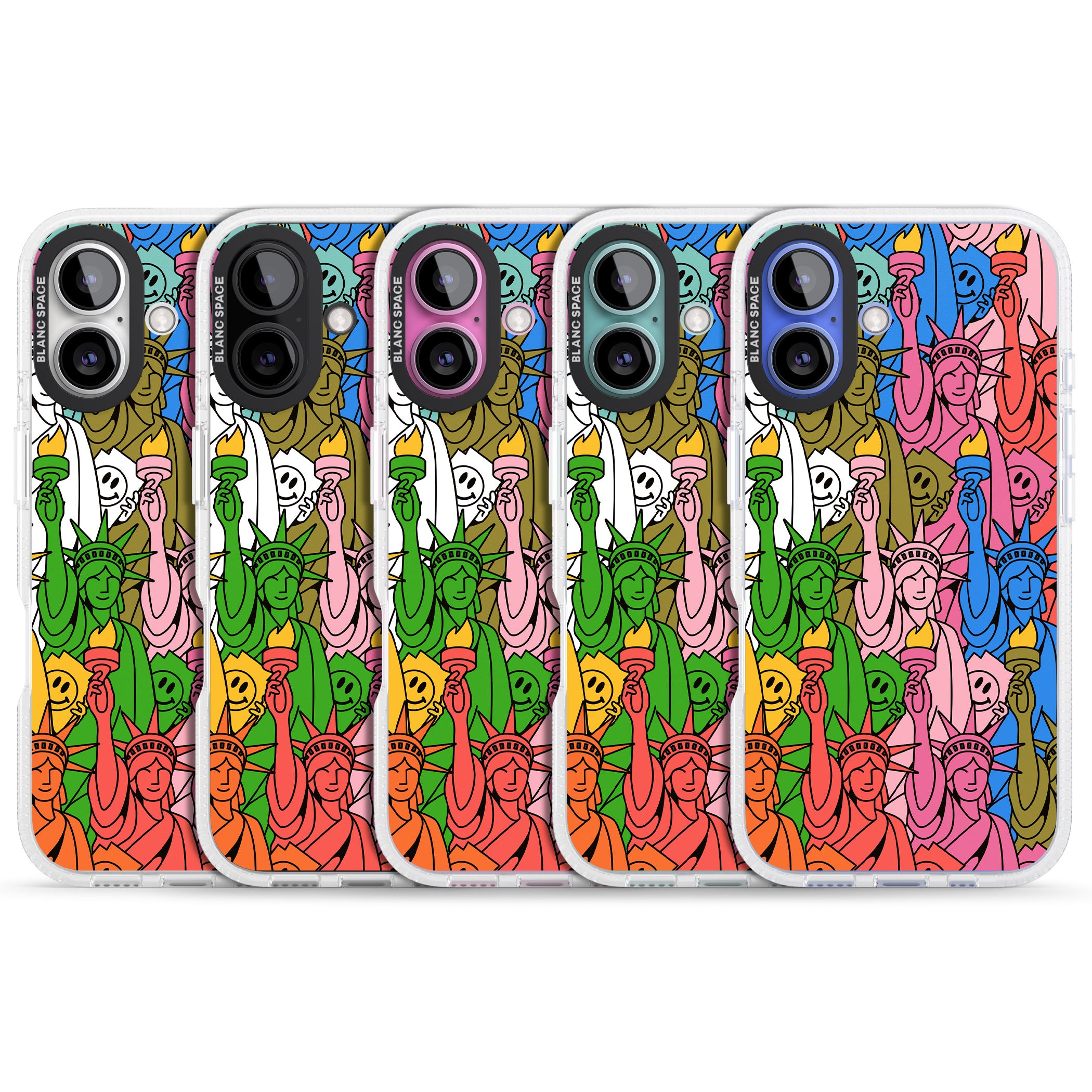 Multicolour Liberty Pattern iPhone 16 / 16 Plus Clear Case Impact Air - Blanc Space