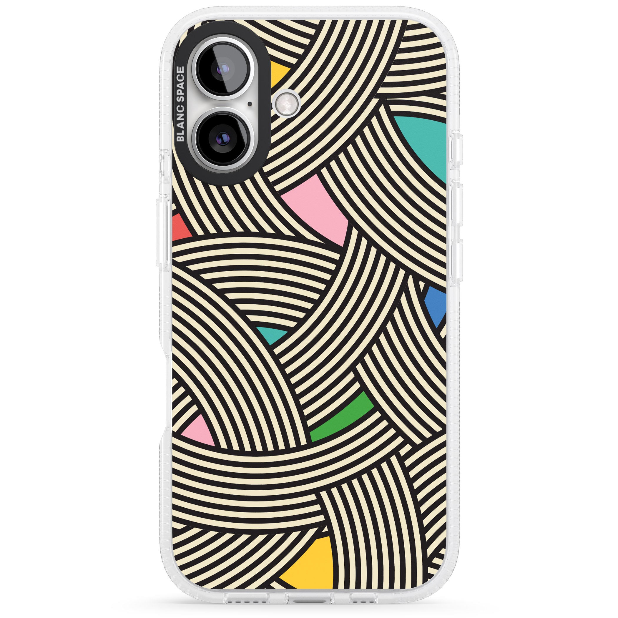 Multicolour Optic Waves iPhone 16 / 16 Plus Clear Case Impact Air - Blanc Space