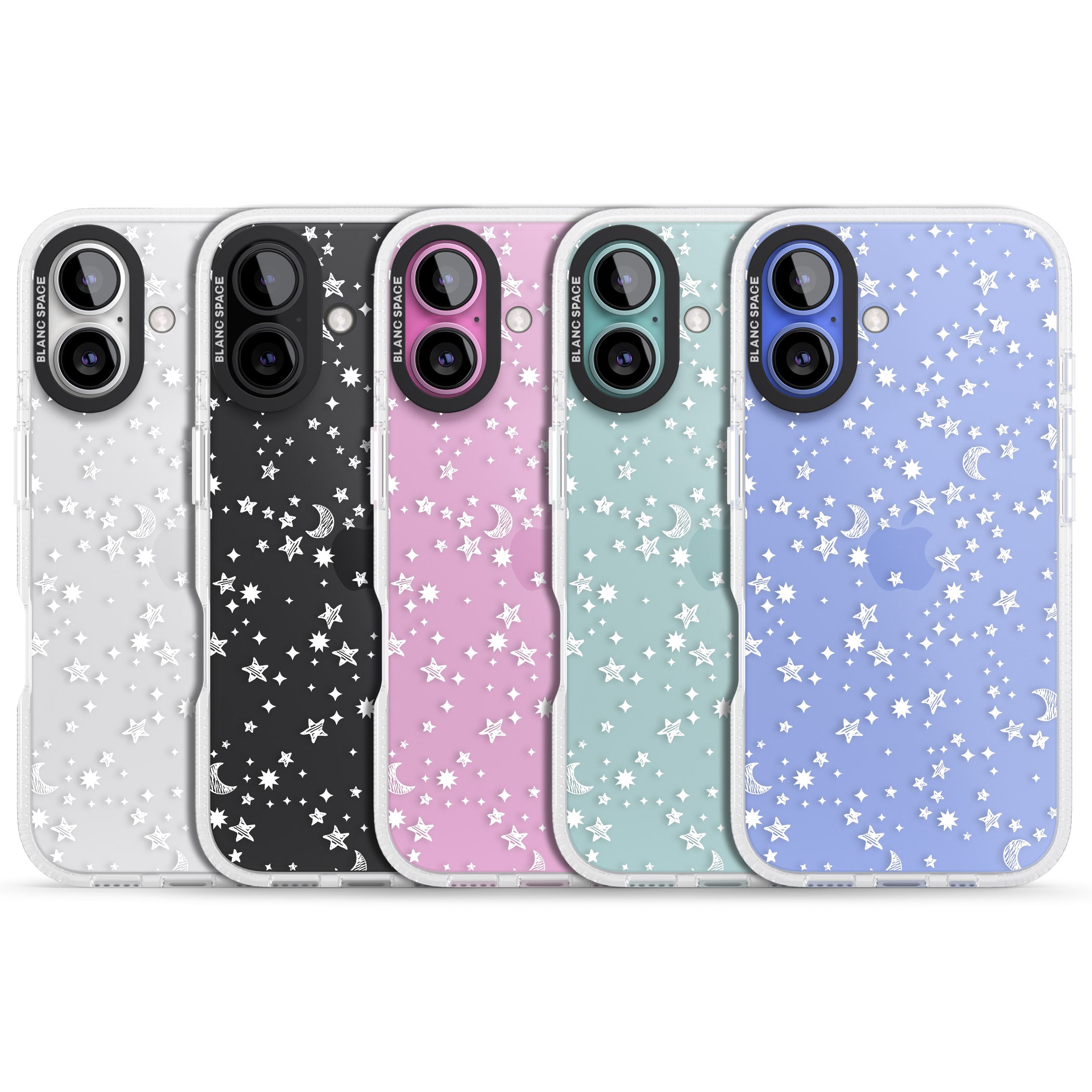 White Cosmic Galaxy Pattern iPhone 16 / 16 Plus Clear Case Impact Air - Blanc Space