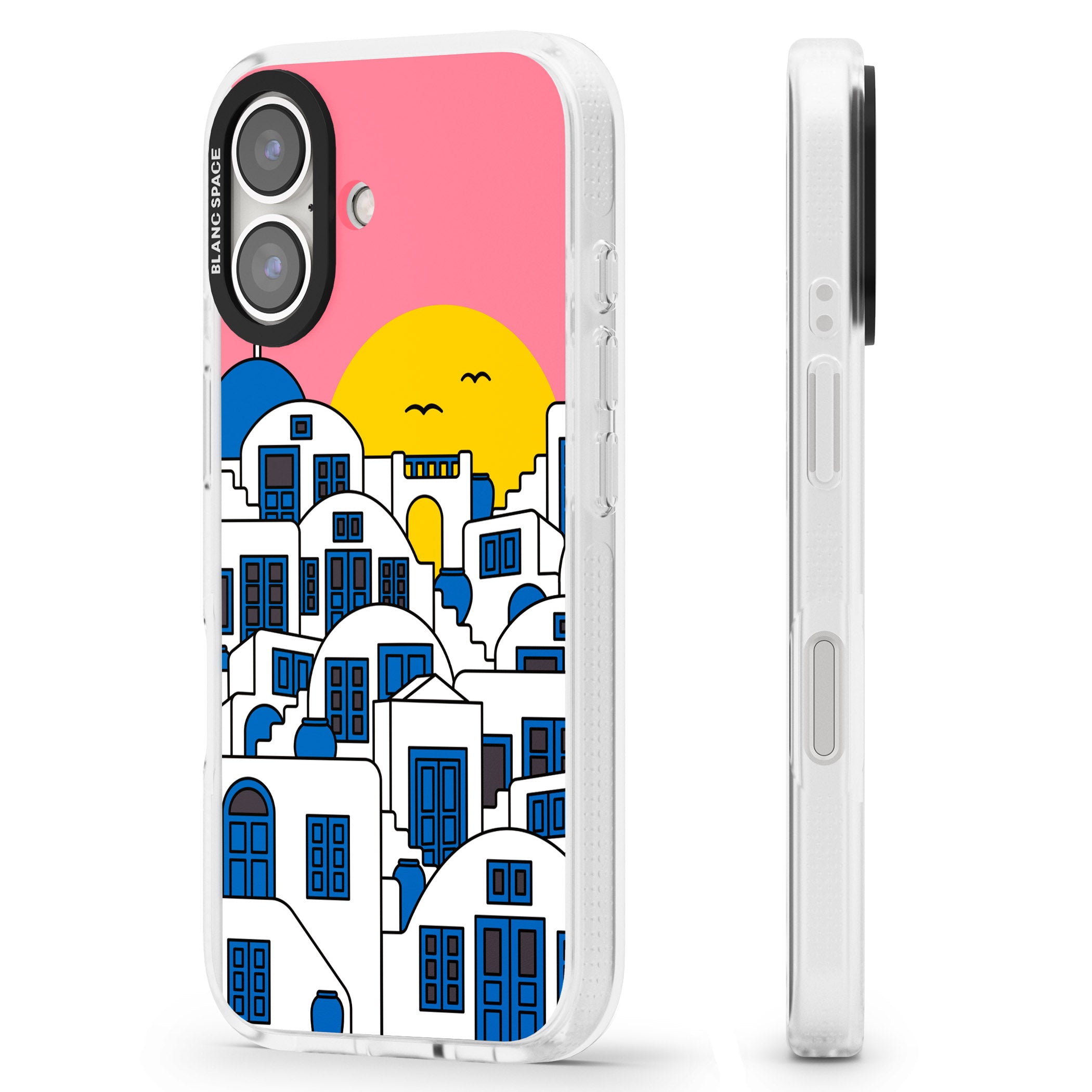 Santorini Sunset iPhone 16 / 16 Plus Clear Case Impact Air - Blanc Space