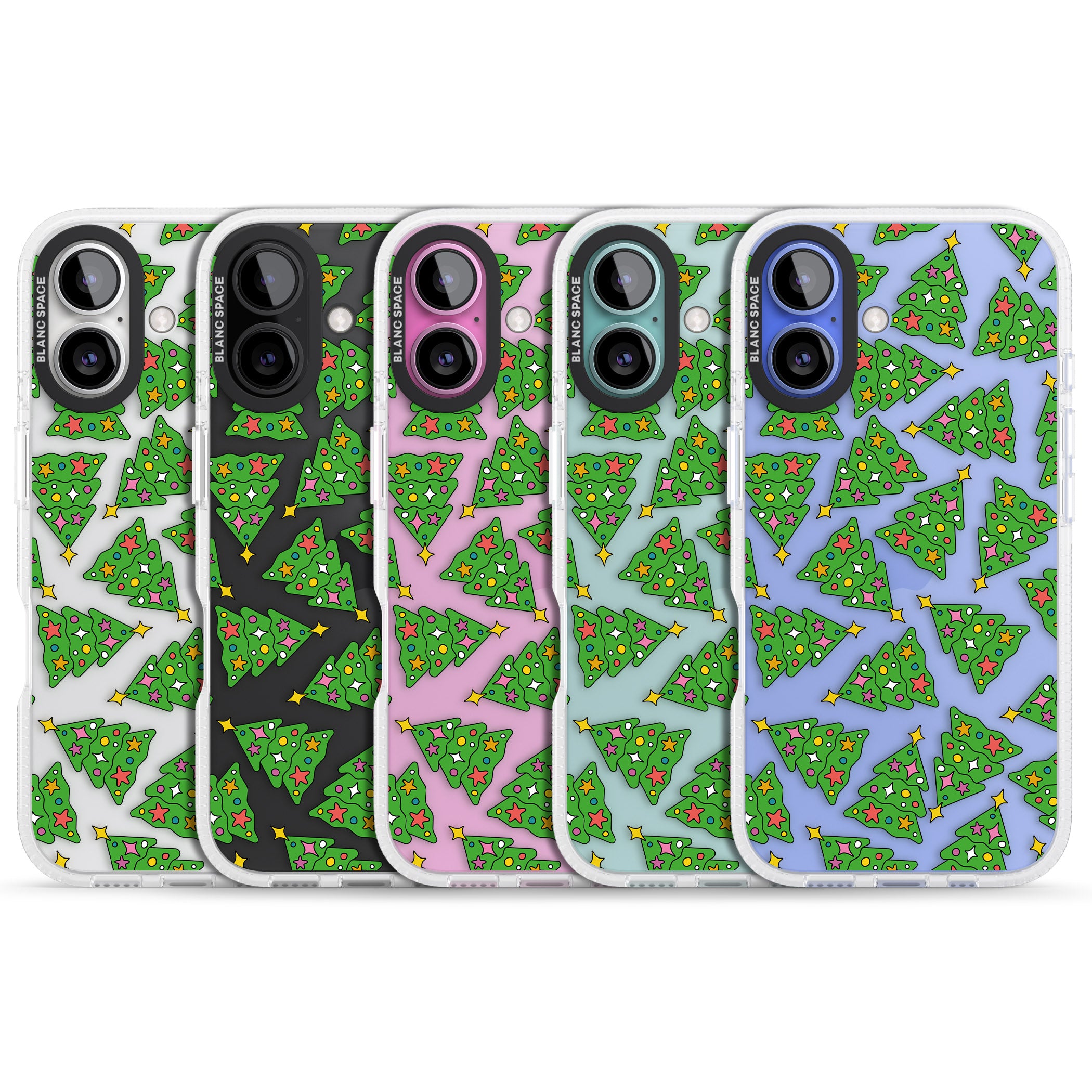 Christmas Tree Pattern iPhone 16 / 16 Plus Clear Case Impact Air - Blanc Space