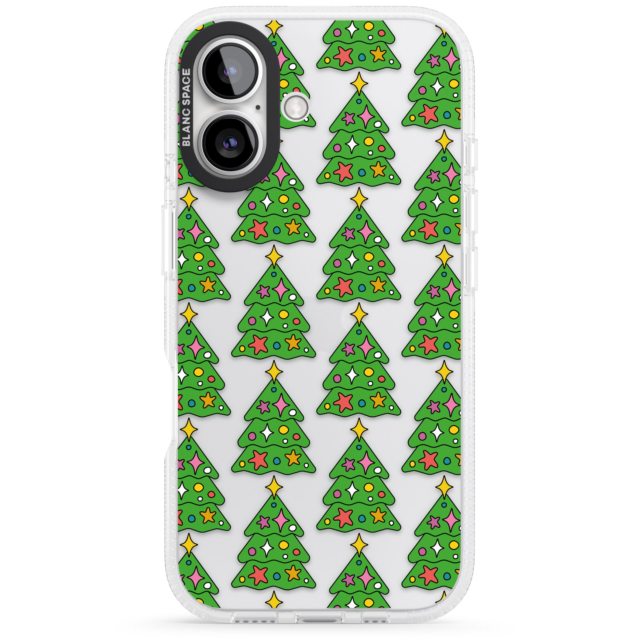 Christmas Tree Pattern (Clear) iPhone 16 / 16 Plus Clear Case Impact Air - Blanc Space