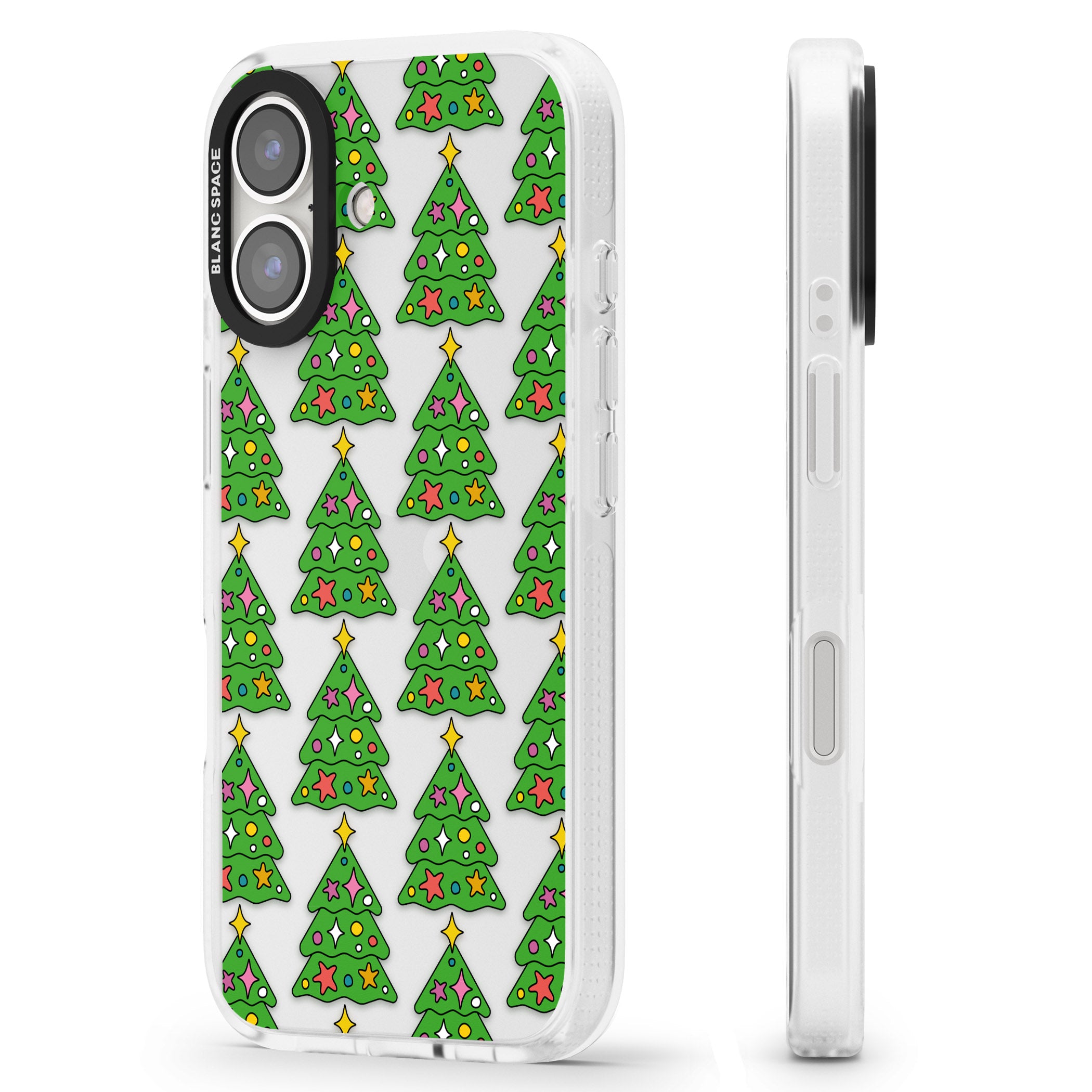 Christmas Tree Pattern (Clear) iPhone 16 / 16 Plus Clear Case Impact Air - Blanc Space