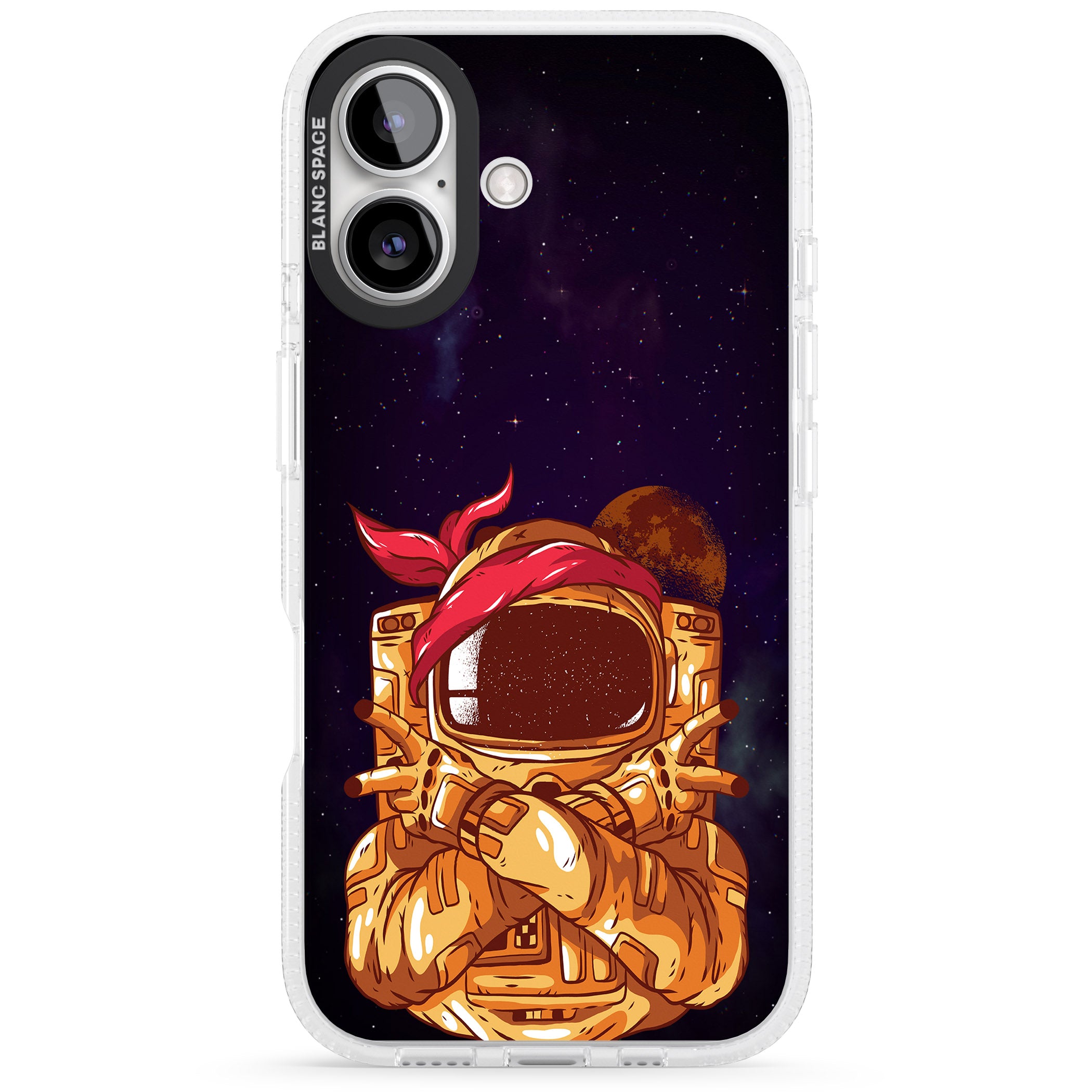 Space Gangster iPhone 16 / 16 Plus Clear Case Impact Air - Blanc Space