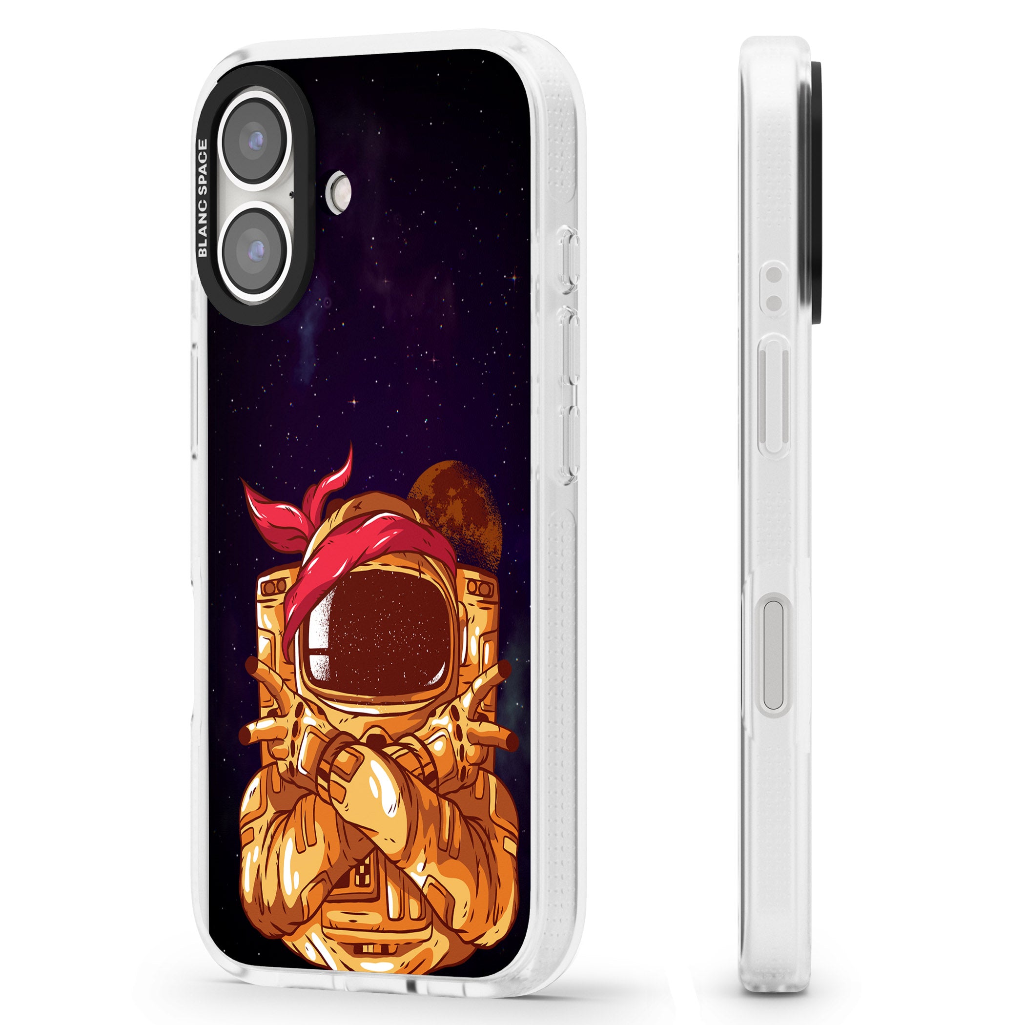 Space Gangster iPhone 16 / 16 Plus Clear Case Impact Air - Blanc Space