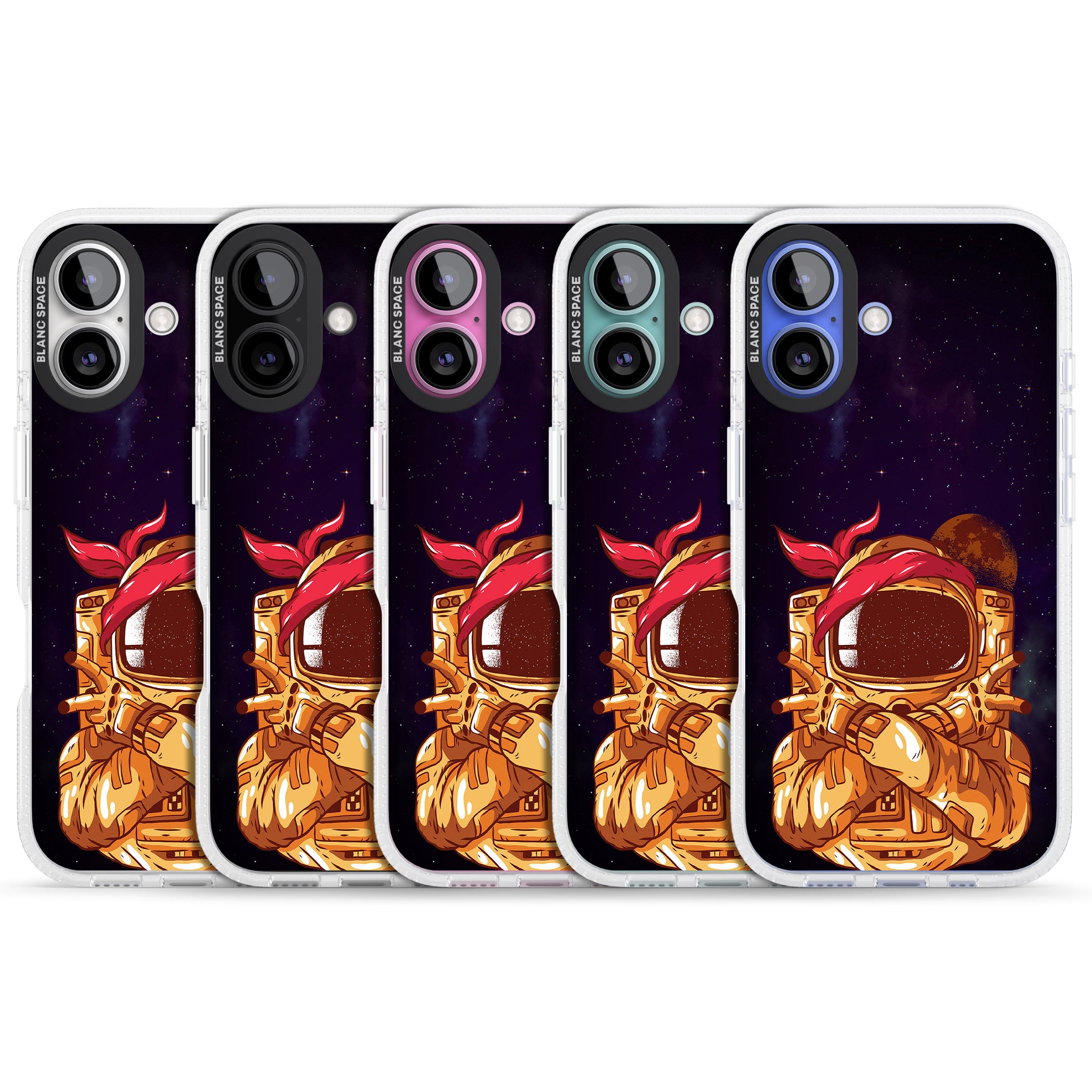 Space Gangster iPhone 16 / 16 Plus Clear Case Impact Air - Blanc Space