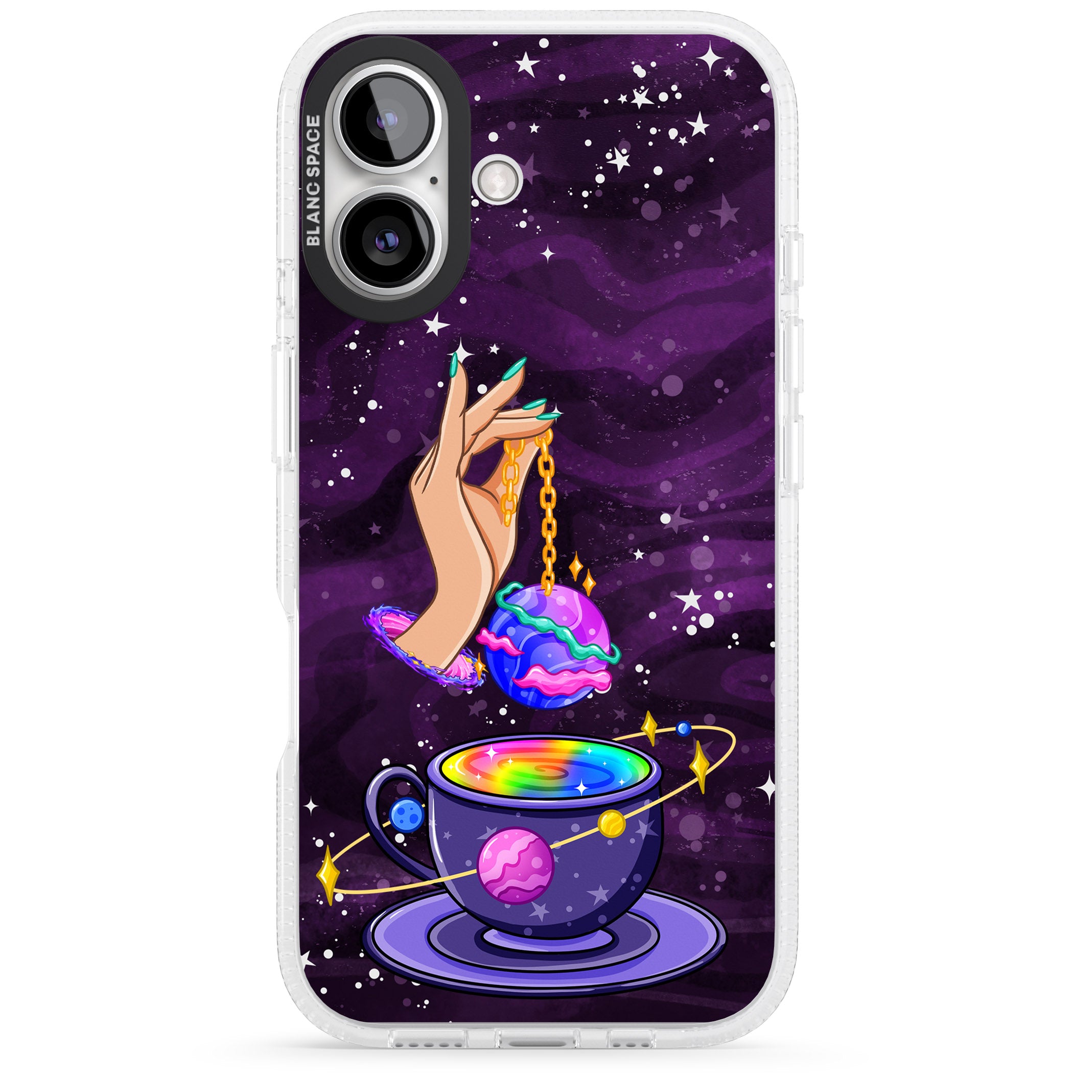 Space Tea iPhone 16 / 16 Plus Clear Case Impact Air - Blanc Space