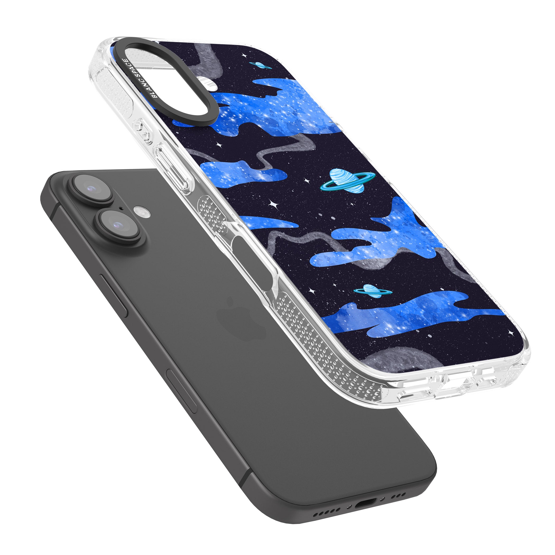 Blue Galaxy iPhone 16 / 16 Plus Clear Case Impact Air - Blanc Space