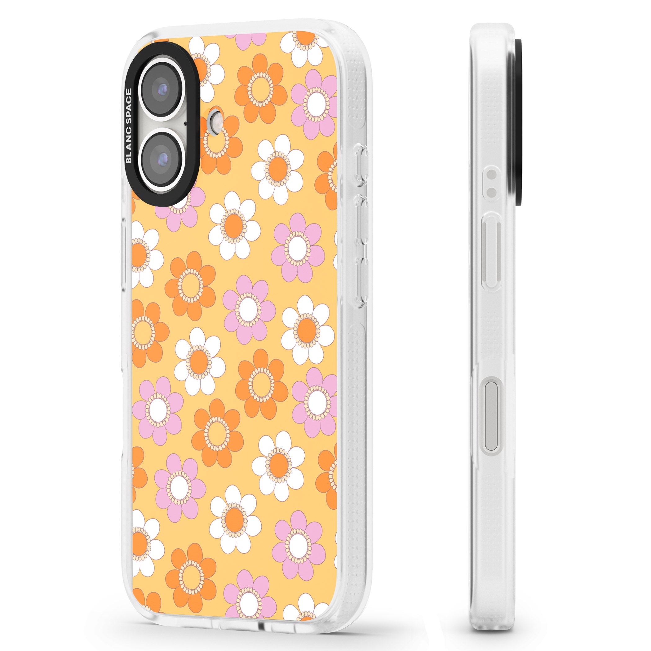 Sunny Flower Mix iPhone 16 / 16 Plus Clear Case Impact Air - Blanc Space