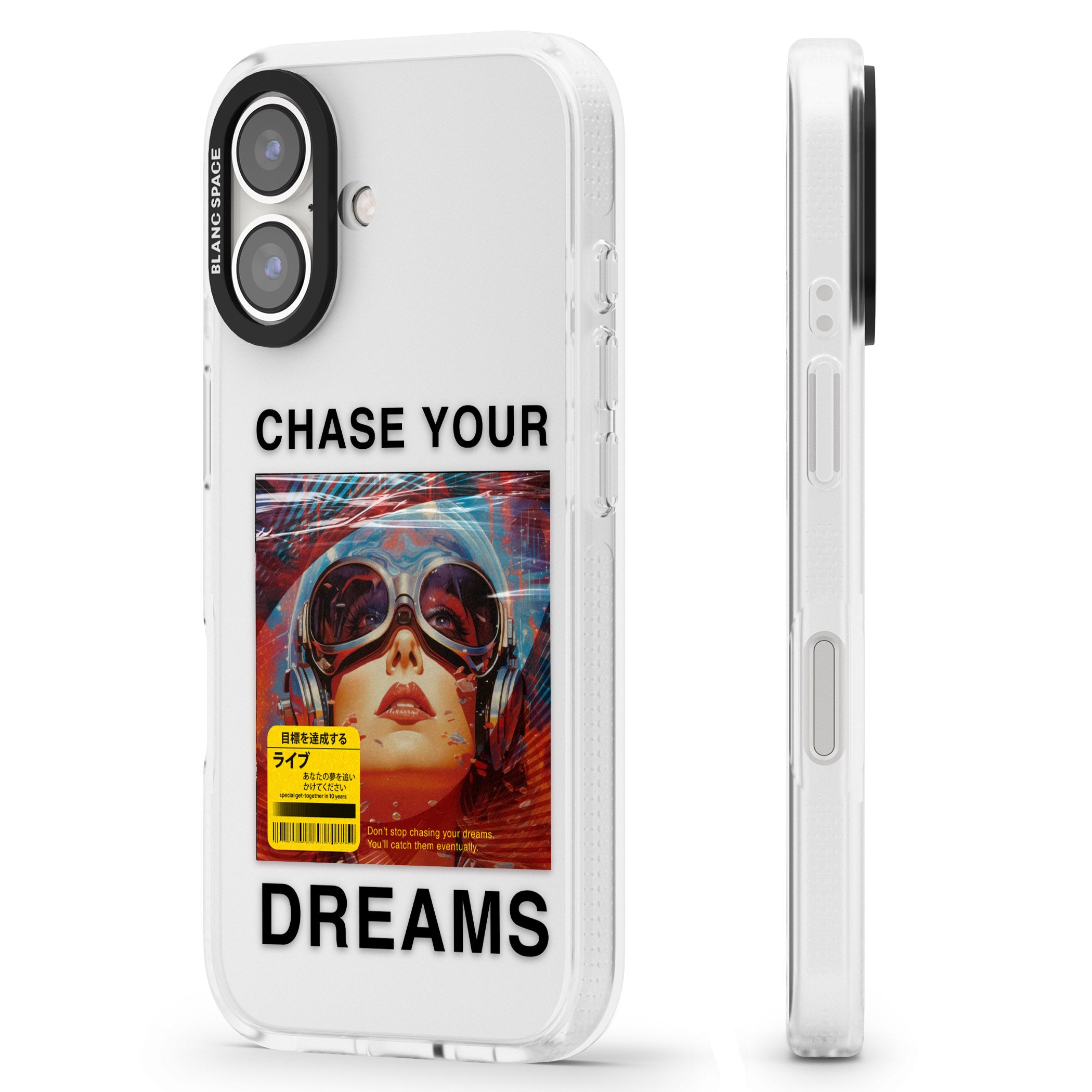 Chase Your Dreams iPhone 16 / 16 Plus Clear Case Impact Air - Blanc Space