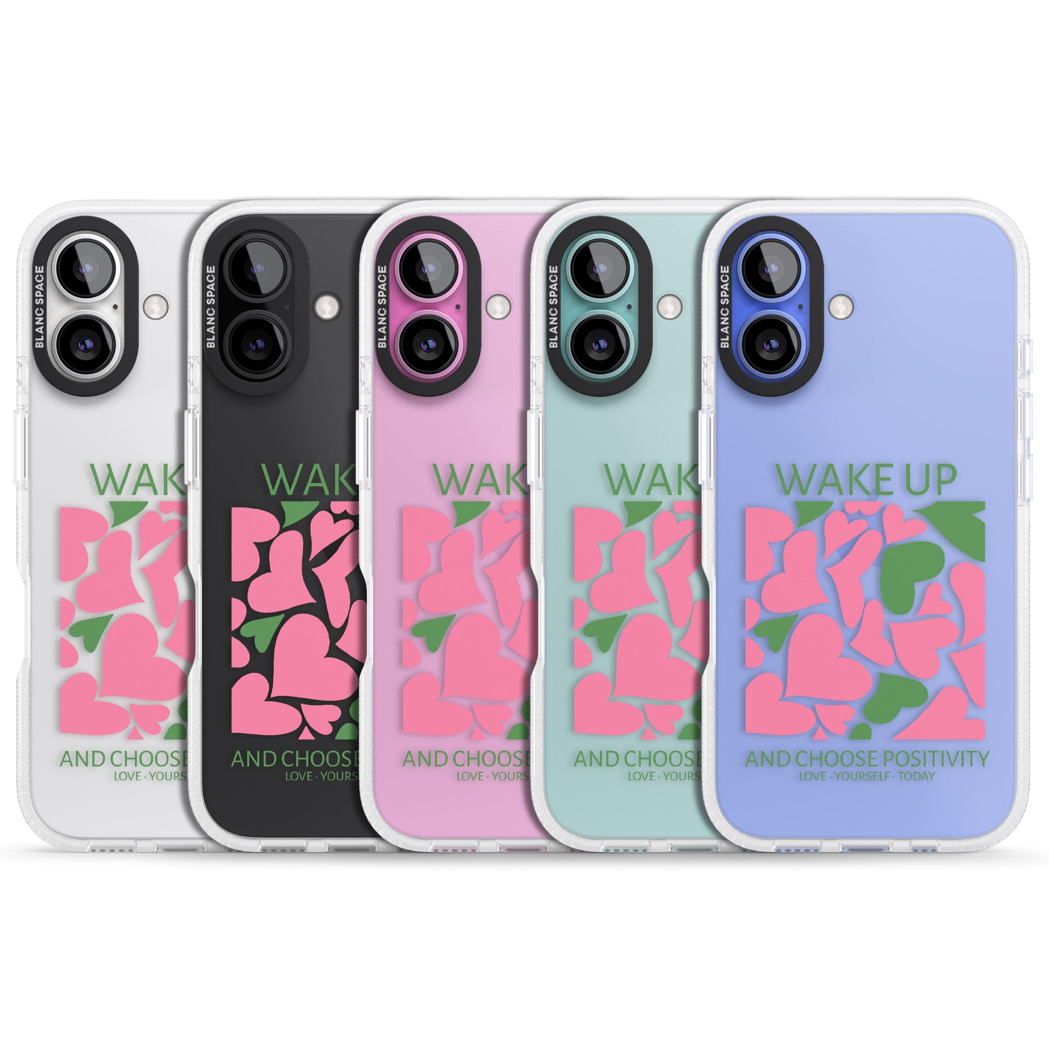 Wake Up And Choose Positivity iPhone 16 / 16 Plus Clear Case Impact Air - Blanc Space