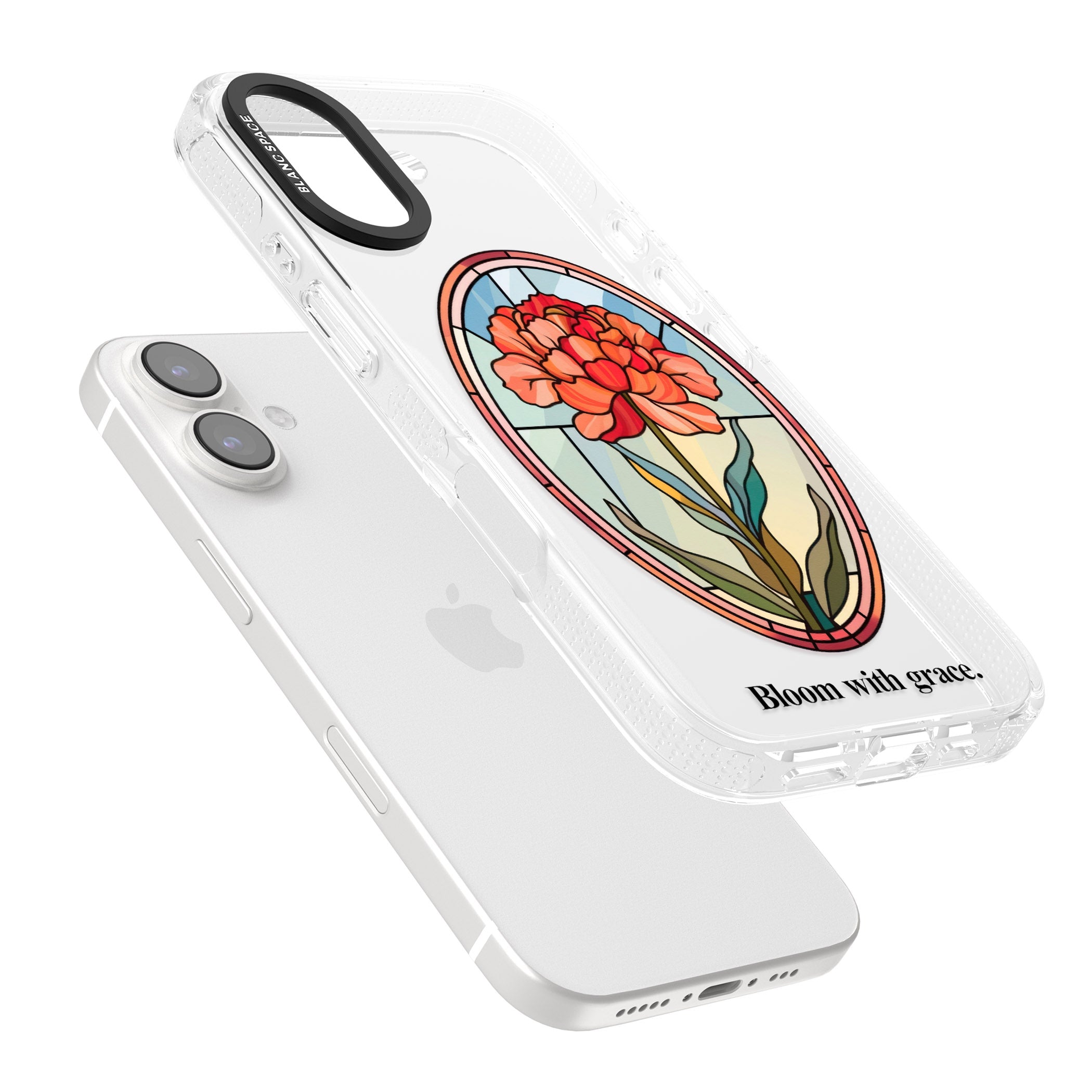 Bloom with grace iPhone 16 / 16 Plus Clear Case Impact Air - Blanc Space