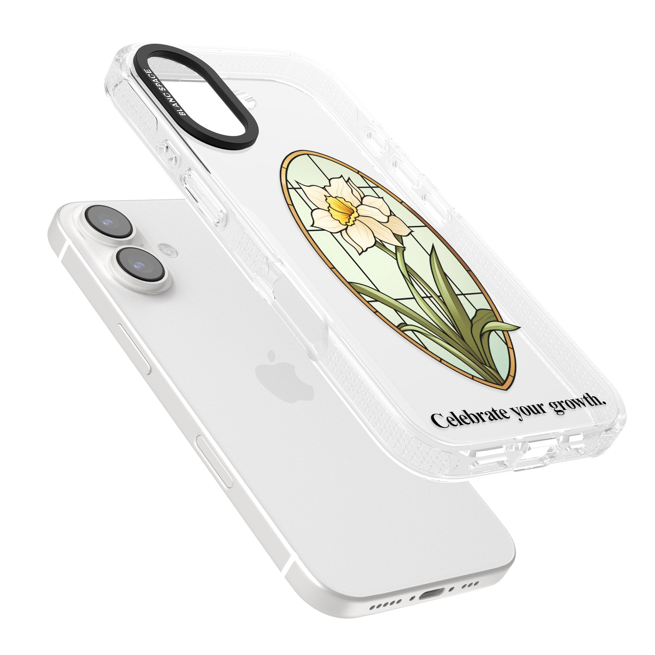 Celebrate your growth iPhone 16 / 16 Plus Clear Case Impact Air - Blanc Space