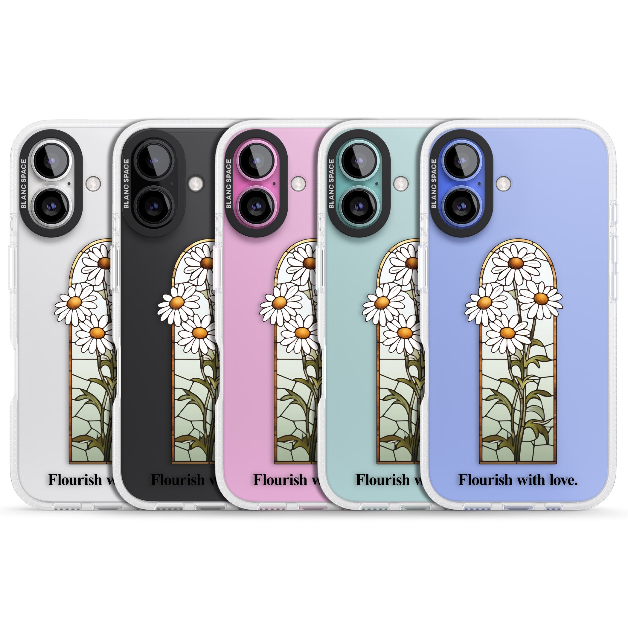 Flourish with love iPhone 16 / 16 Plus Clear Case Impact Air - Blanc Space
