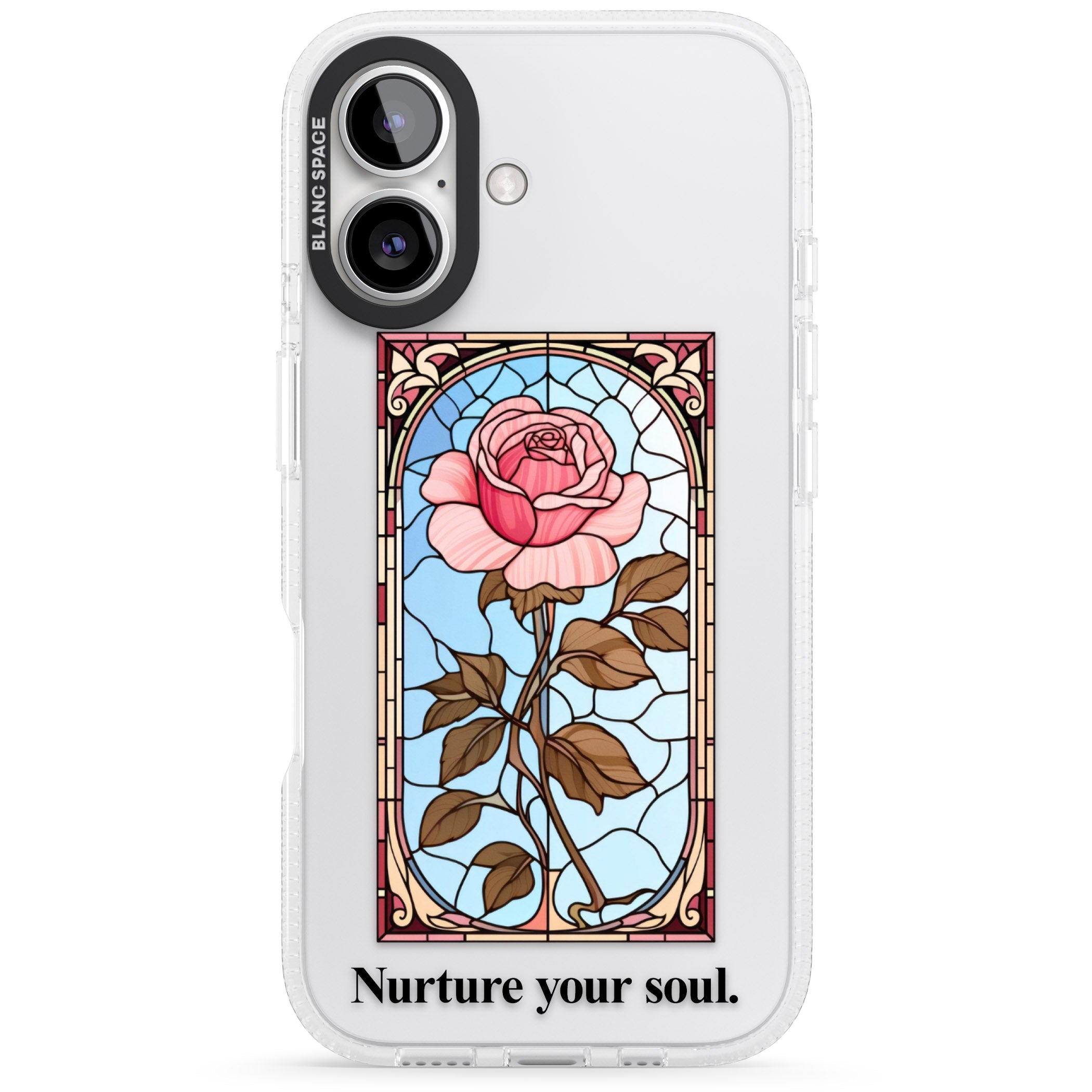 Nurture your soul iPhone 16 / 16 Plus Clear Case Impact Air - Blanc Space