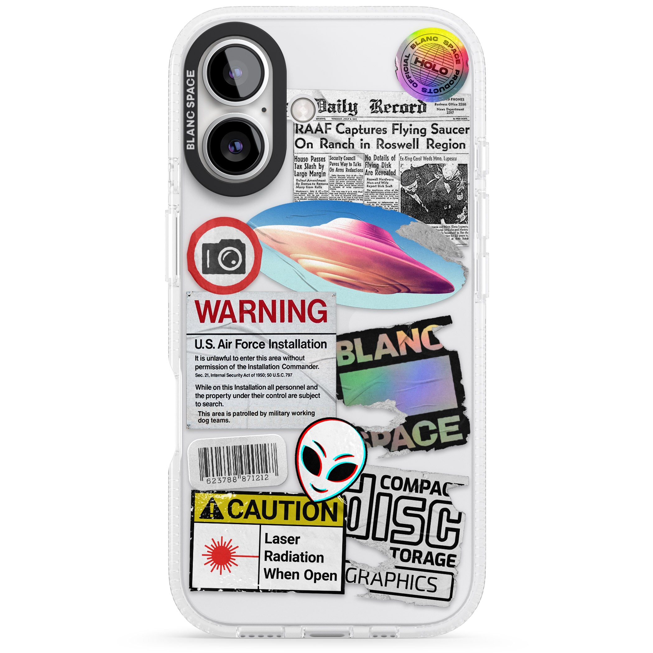 Cosmic Encounters iPhone 16 / 16 Plus Clear Case Impact Air - Blanc Space