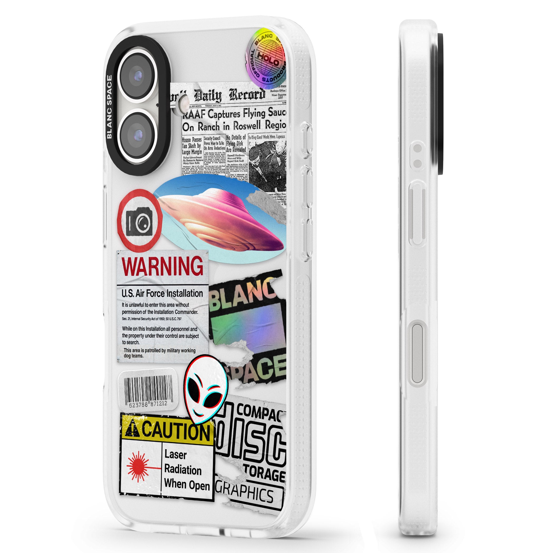 Cosmic Encounters iPhone 16 / 16 Plus Clear Case Impact Air - Blanc Space