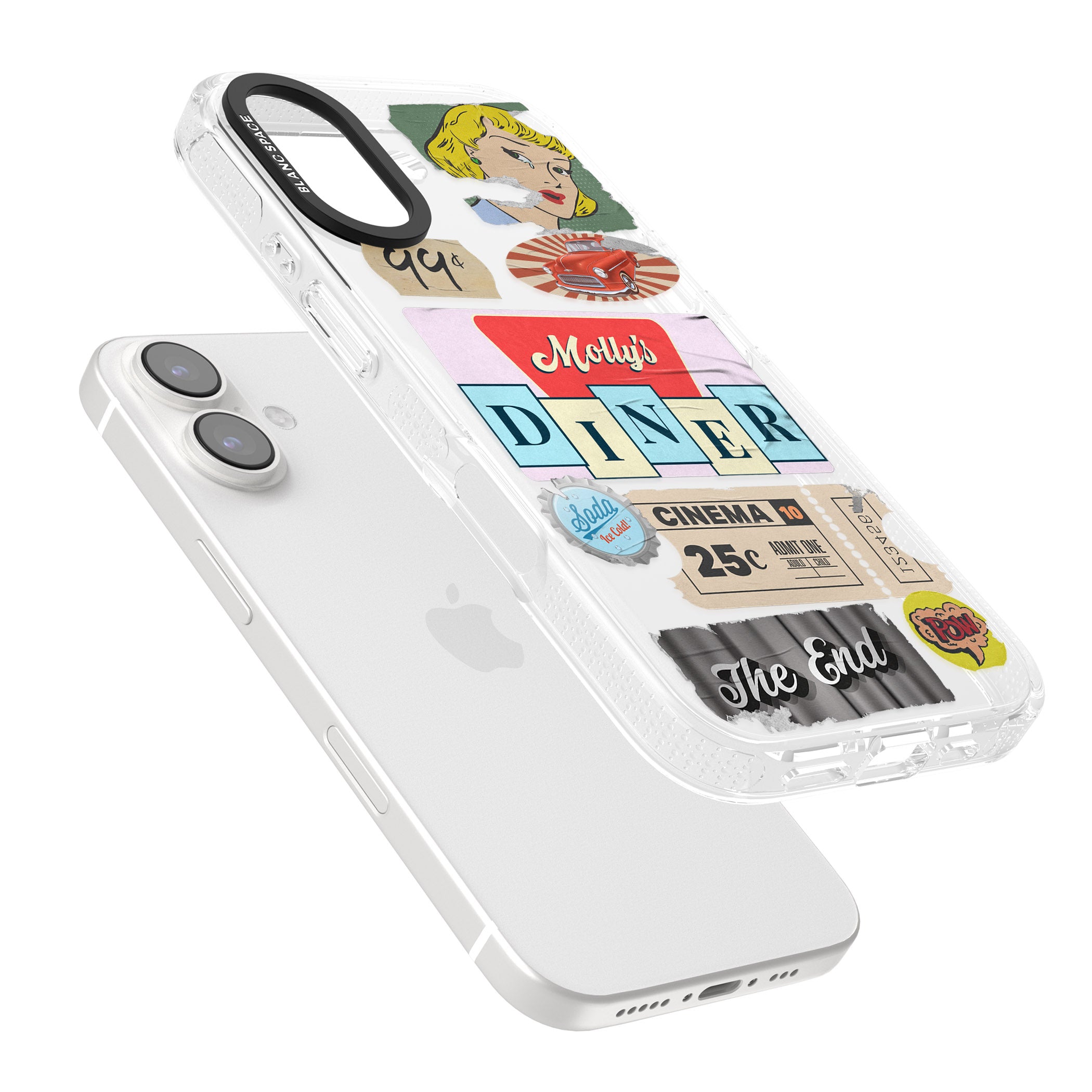 Nifty Fifties Swing iPhone 16 / 16 Plus Clear Case Impact Air - Blanc Space