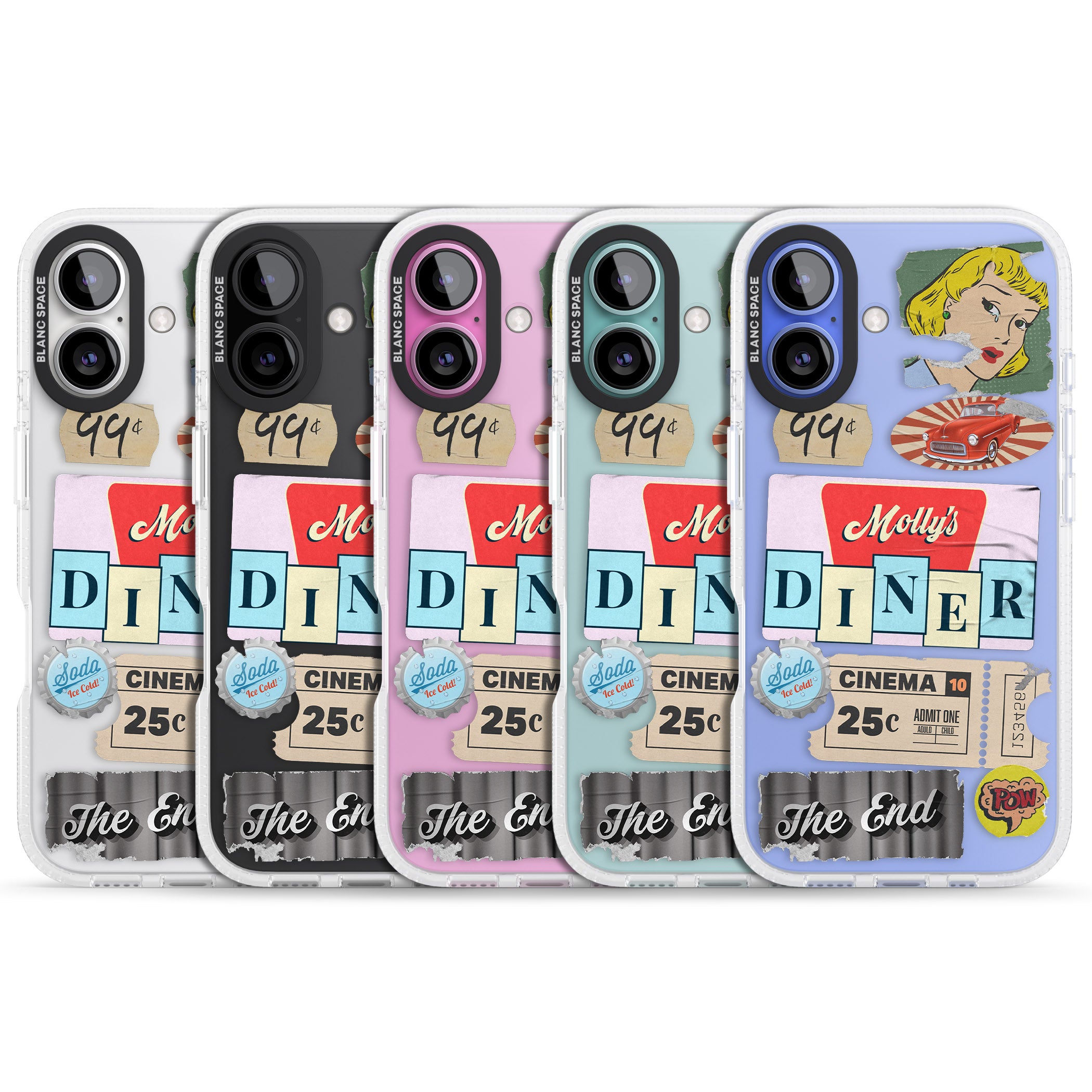 Nifty Fifties Swing iPhone 16 / 16 Plus Clear Case Impact Air - Blanc Space