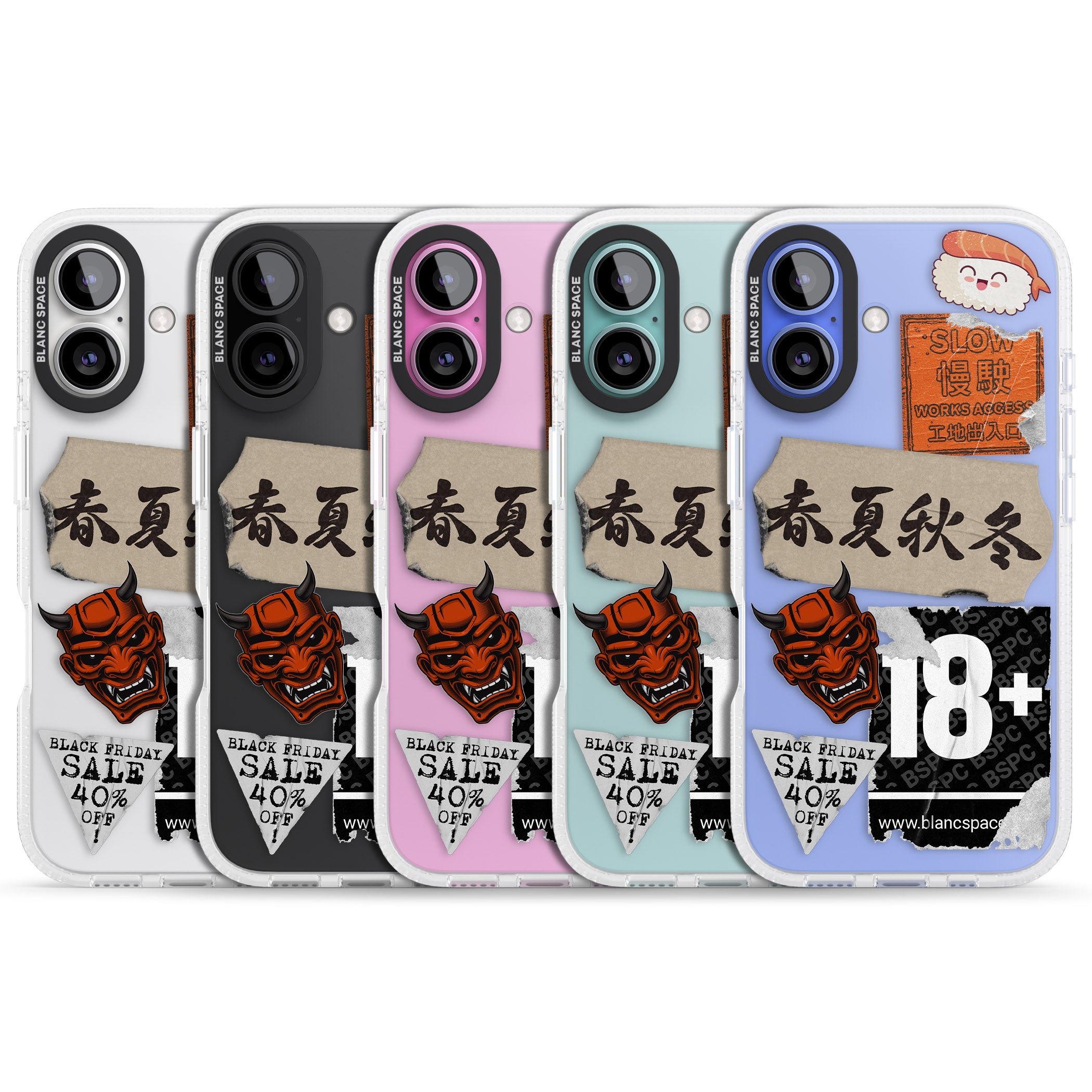 Asian Sticker Mix iPhone 16 / 16 Plus Clear Case Impact Air - Blanc Space